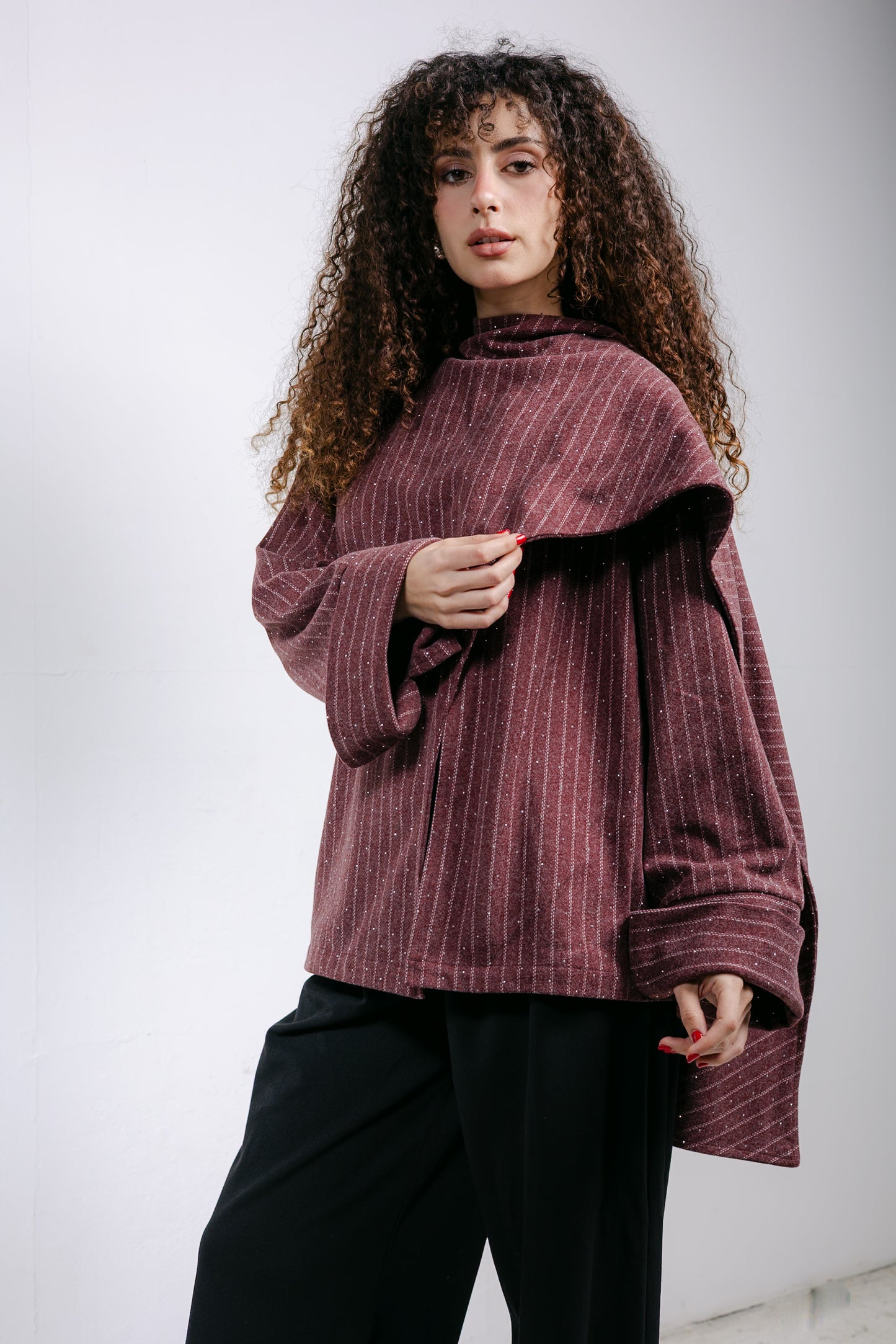 Sapphire Studded Jacket in Burgundy