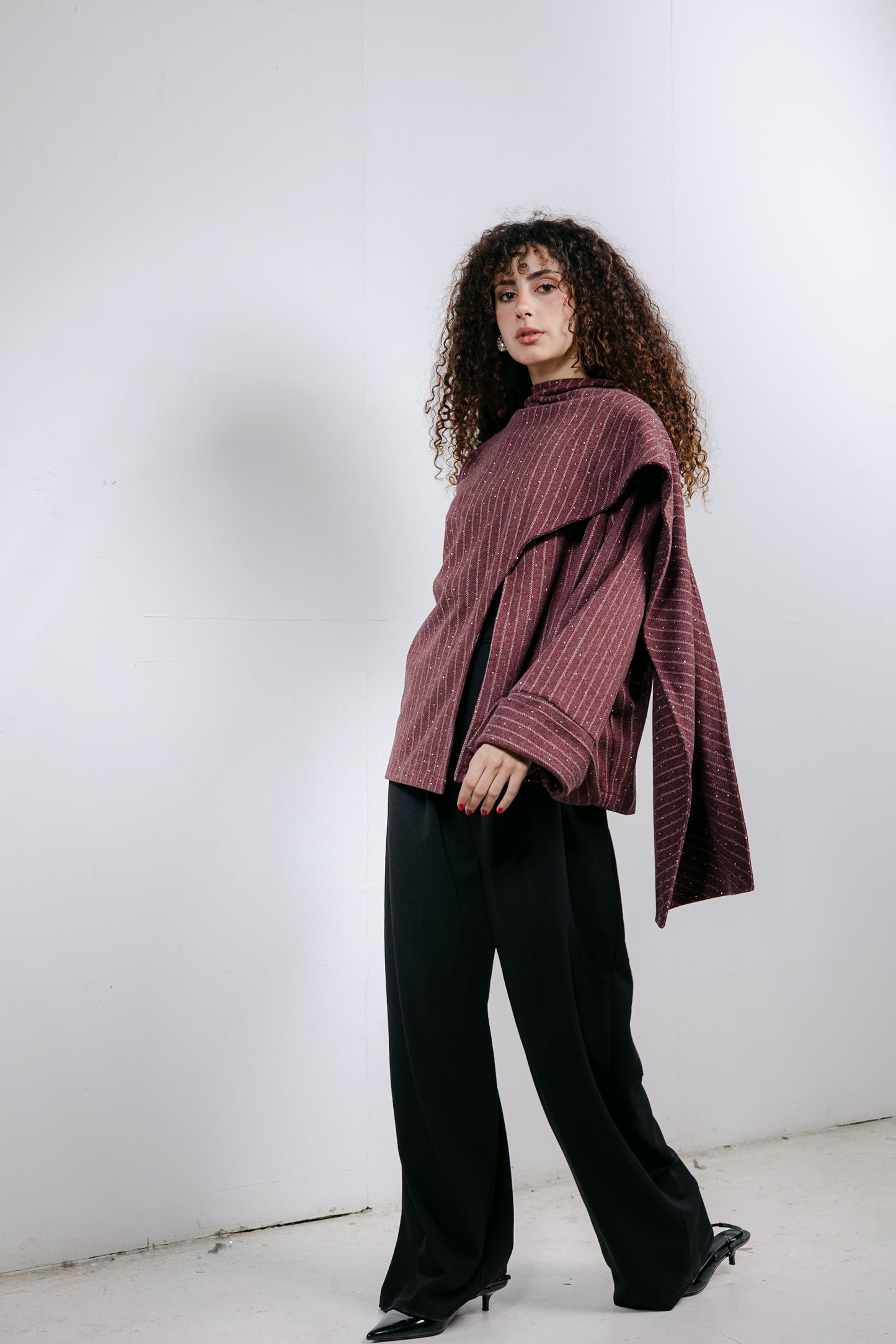 Sapphire Studded Jacket in Burgundy