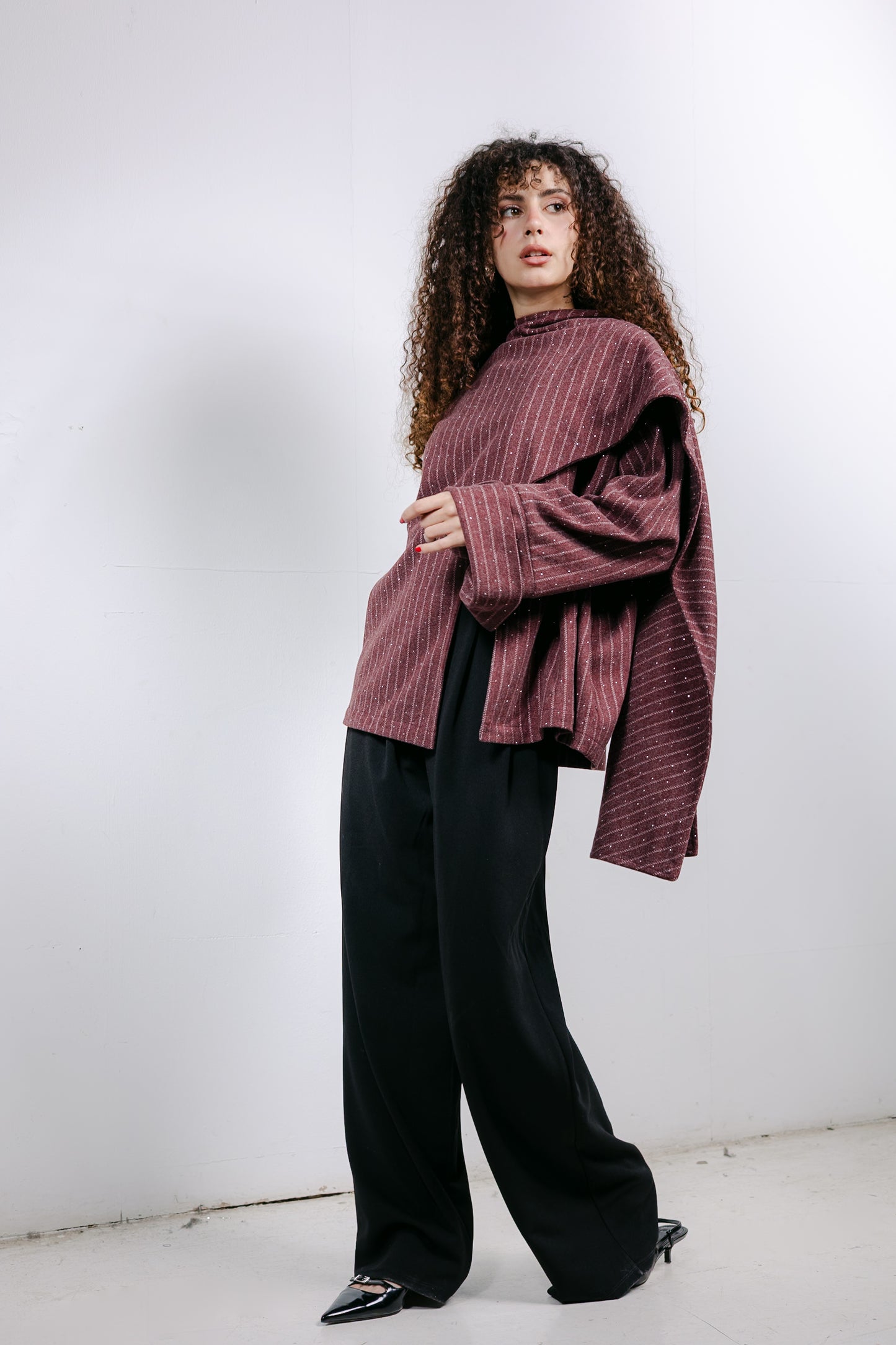 Sapphire Studded Jacket in Burgundy