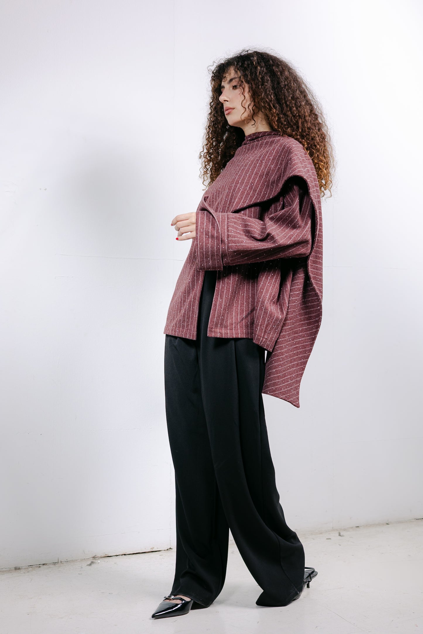 Sapphire Studded Jacket in Burgundy