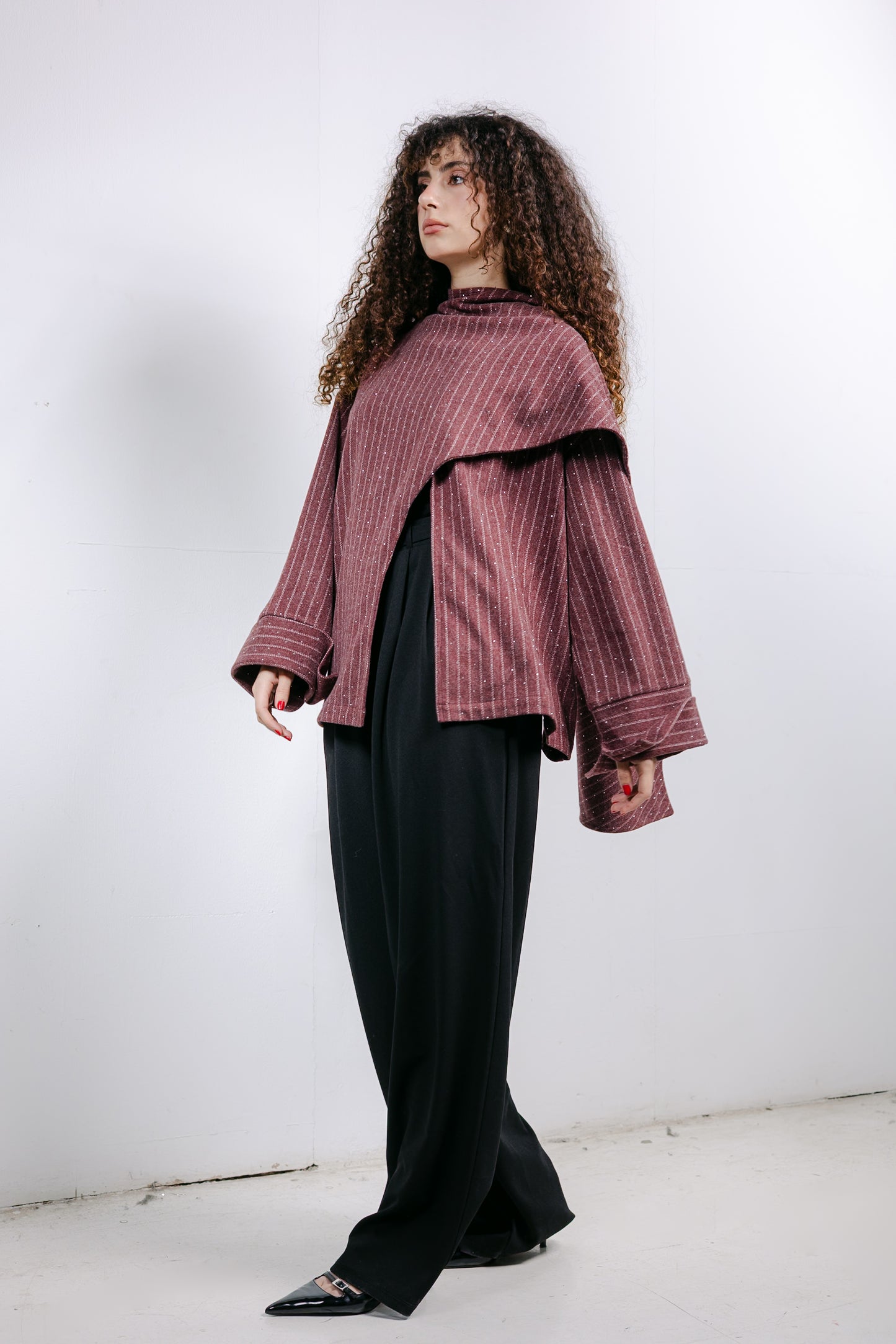 Sapphire Studded Jacket in Burgundy