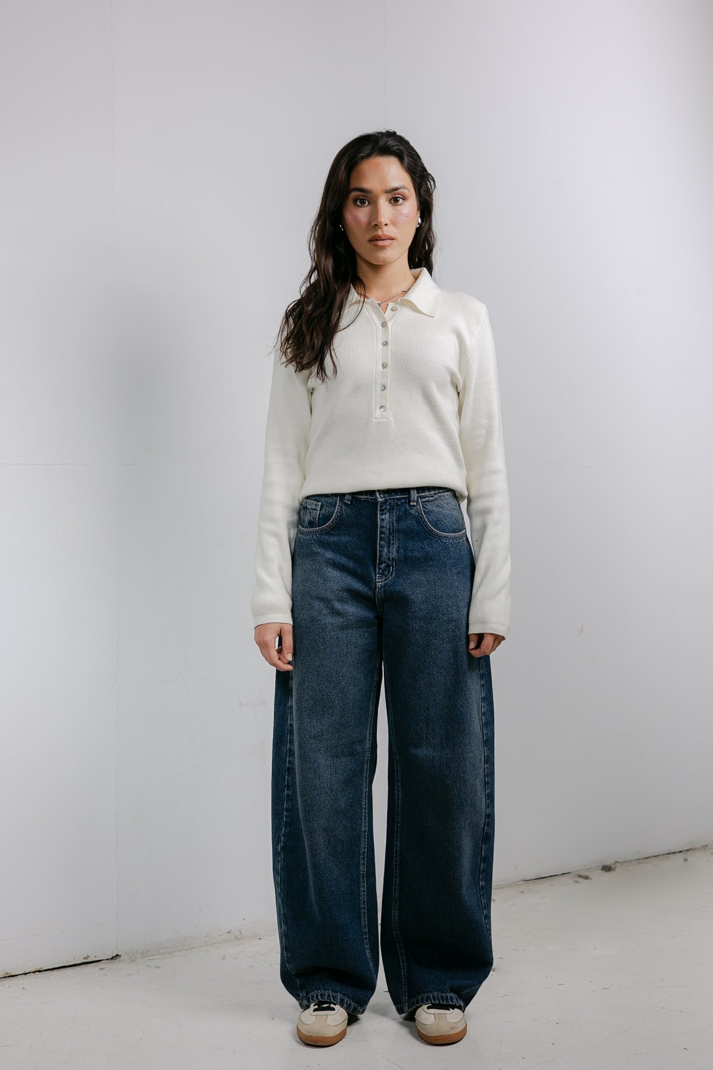 Balloon Denim Pants - Deep Blue