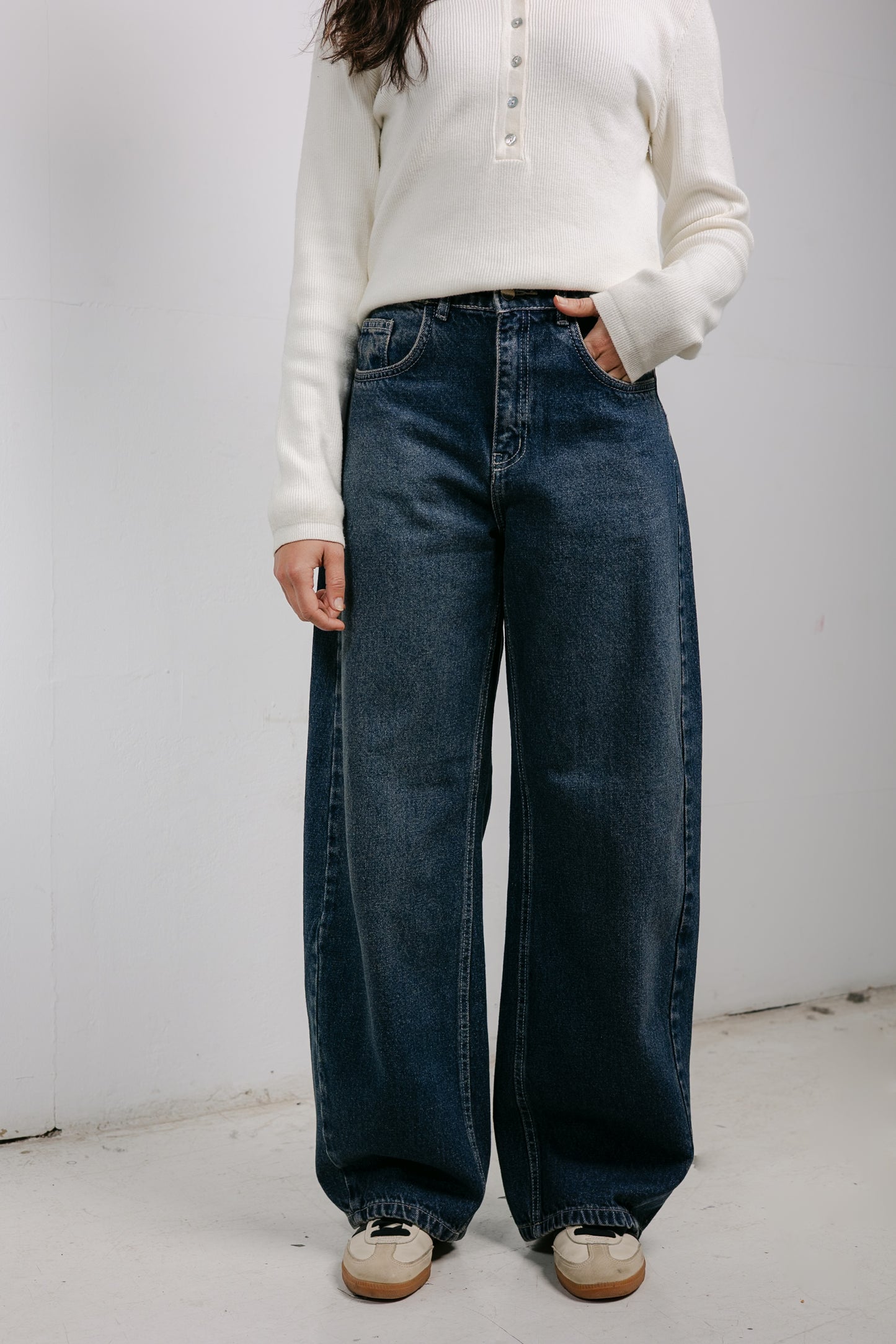Balloon Denim Pants - Deep Blue