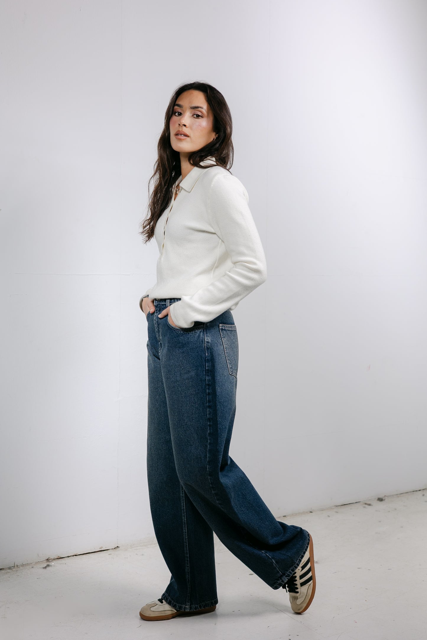 Balloon Denim Pants - Deep Blue