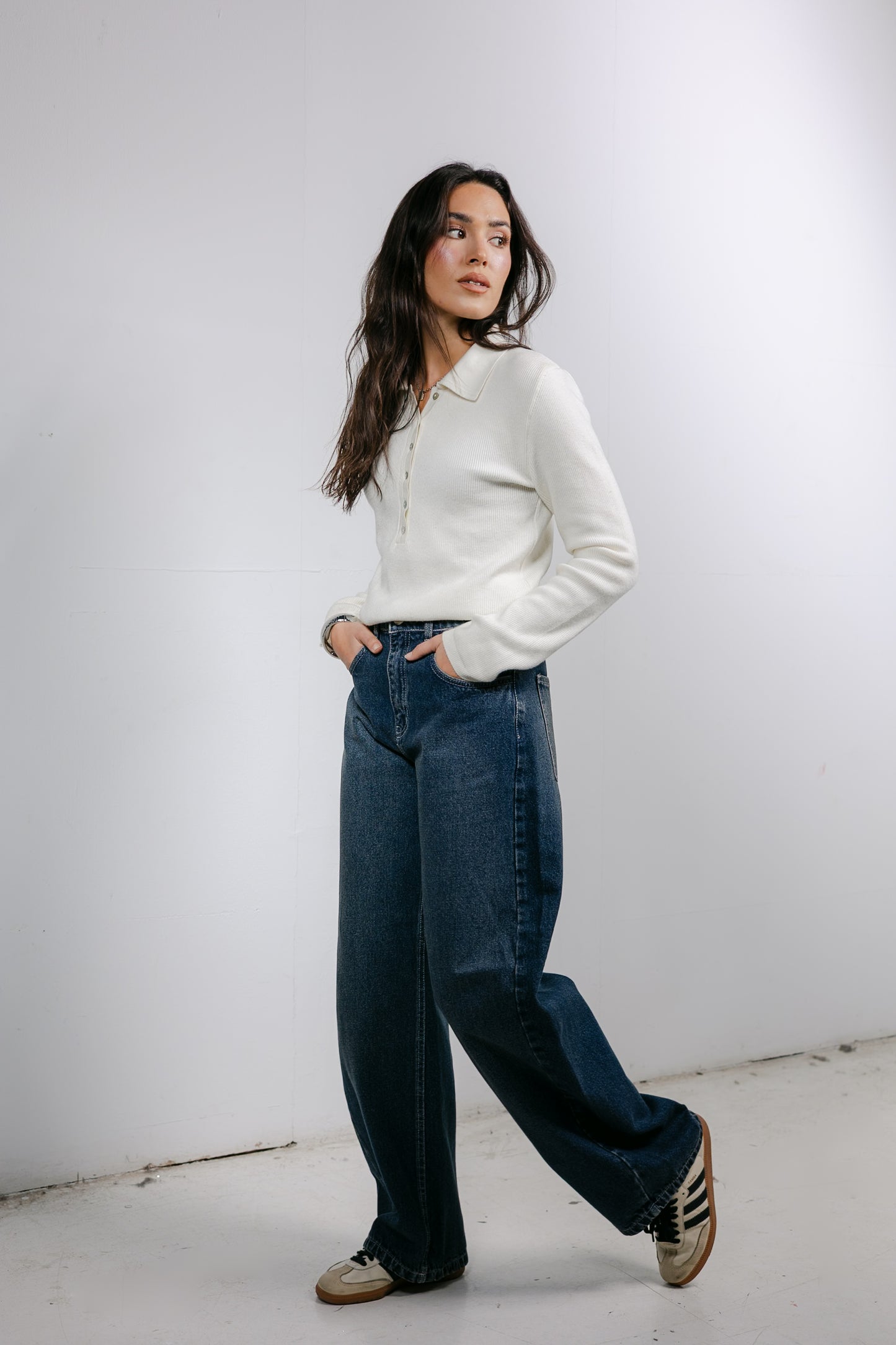 Balloon Denim Pants - Deep Blue