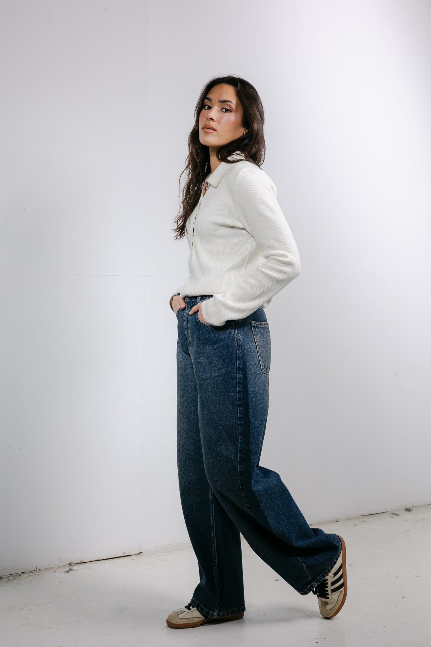 Balloon Denim Pants - Deep Blue