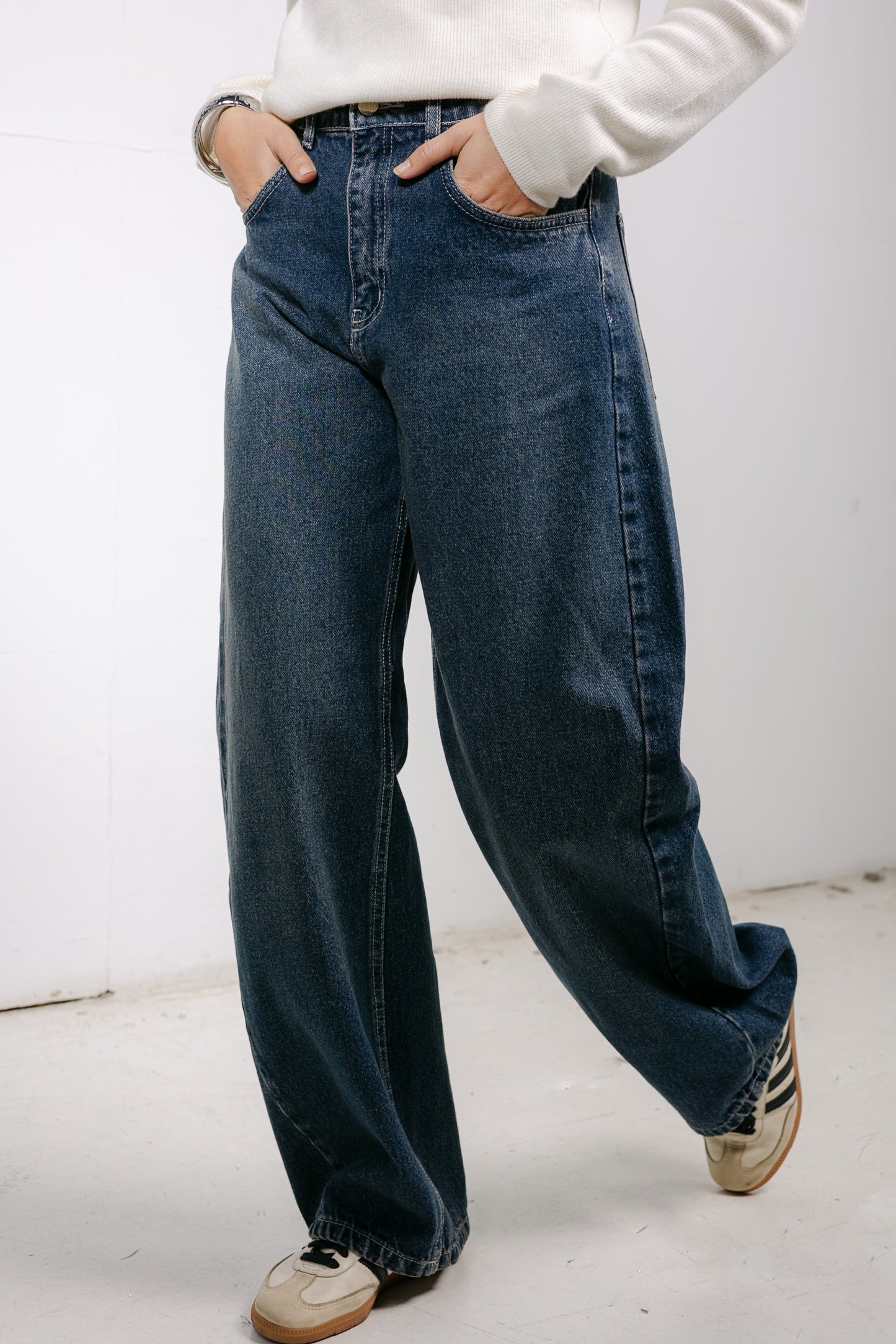 Balloon Denim Pants - Deep Blue