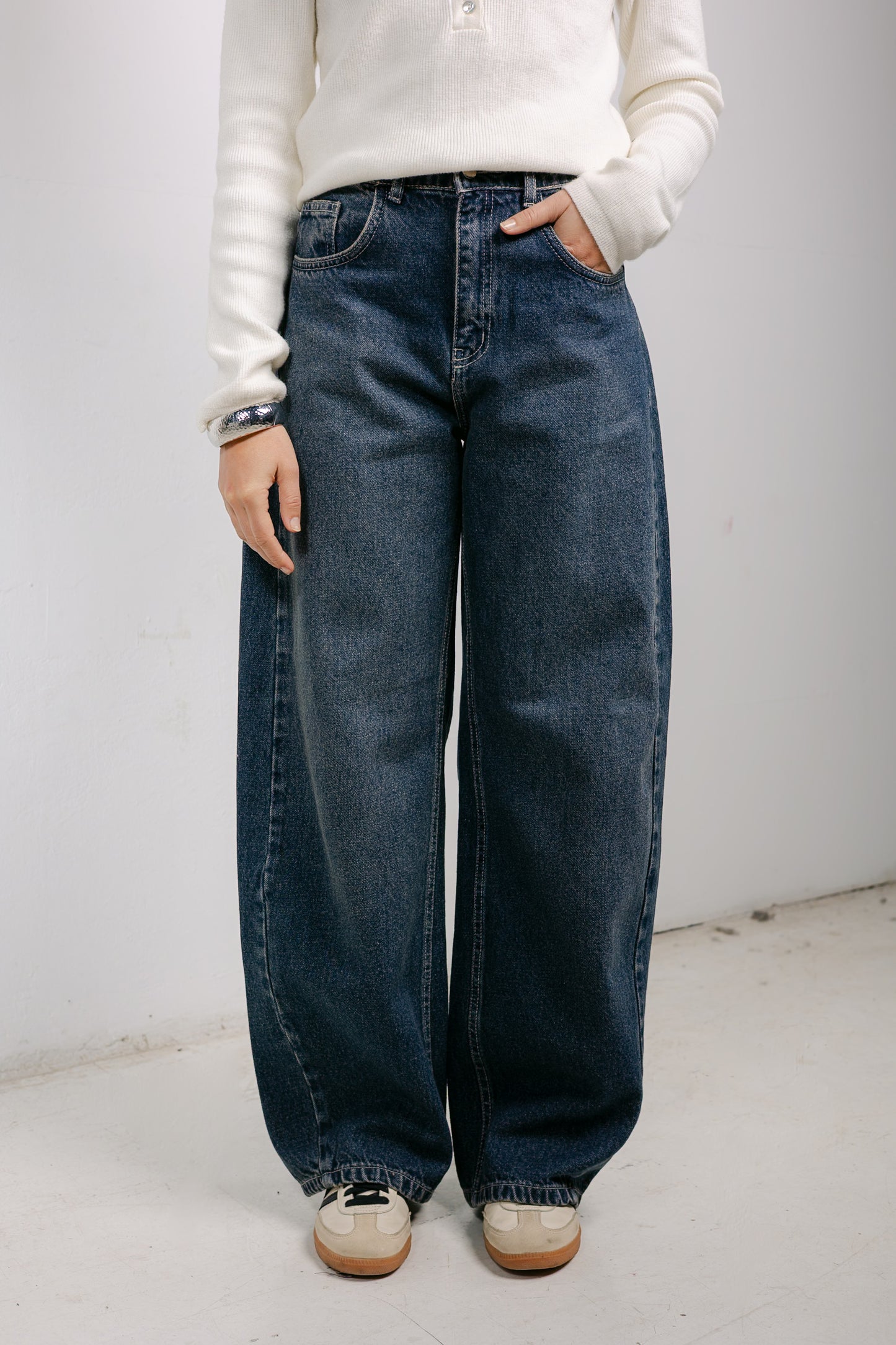 Balloon Denim Pants - Deep Blue