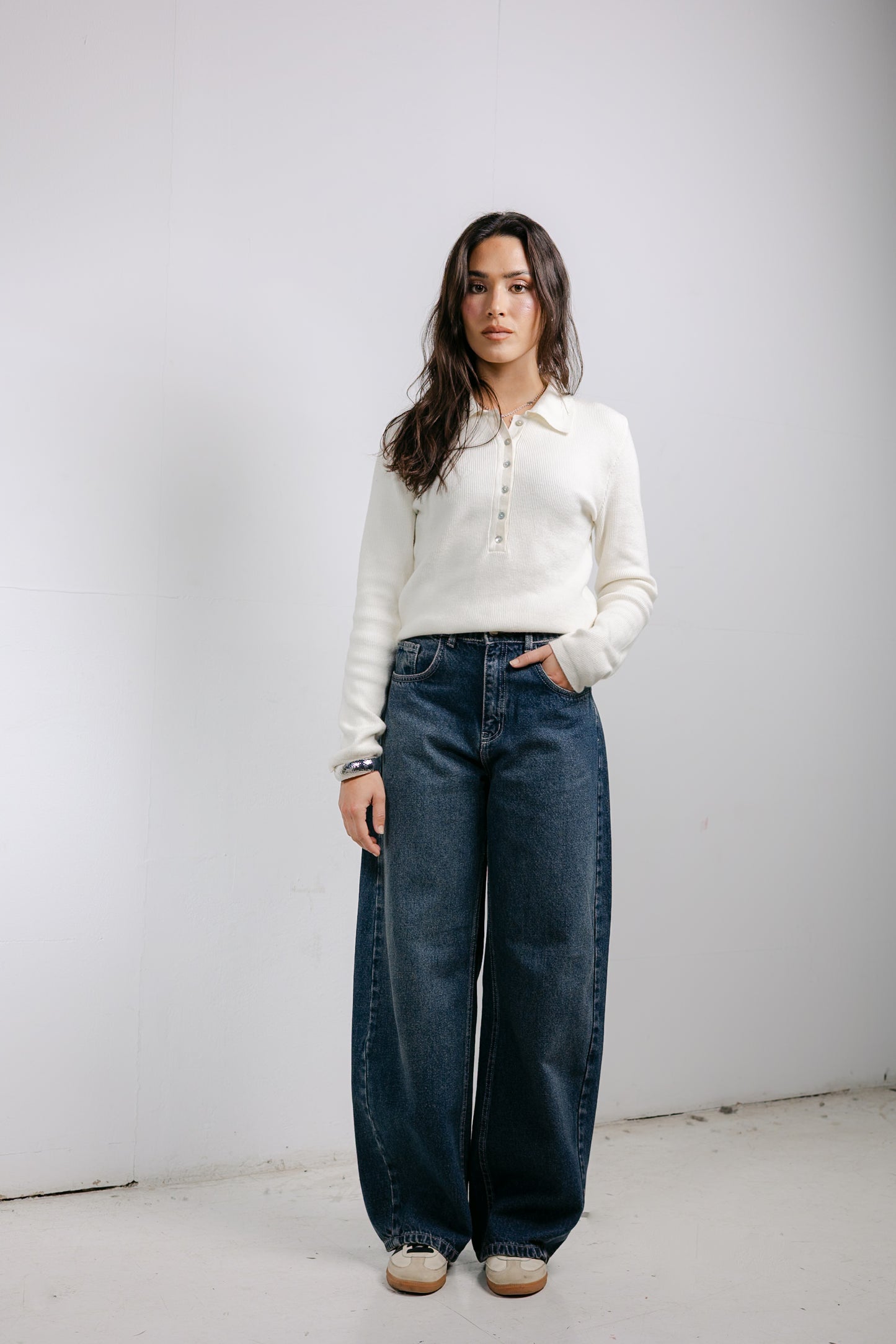 Balloon Denim Pants - Deep Blue