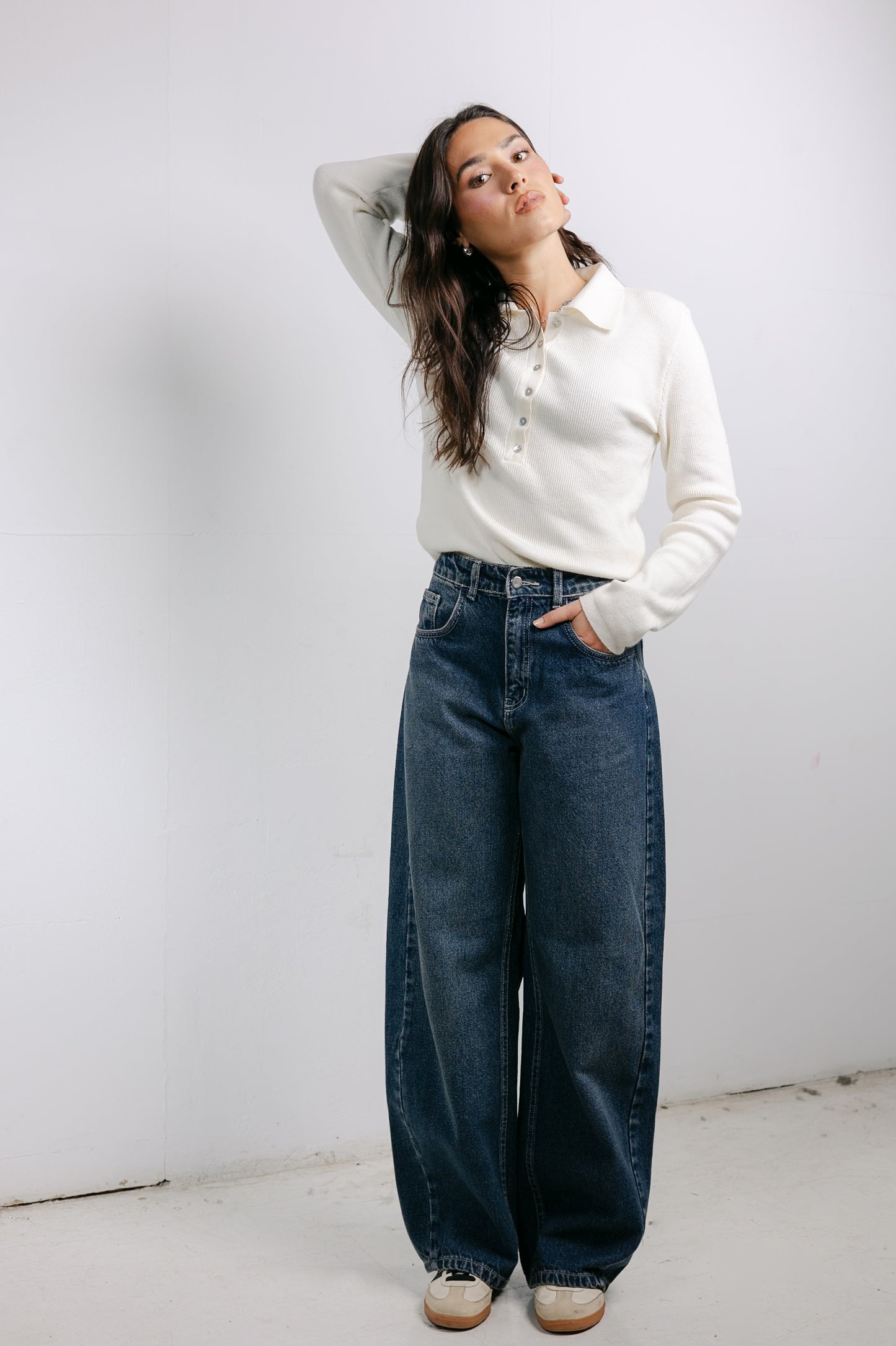 Balloon Denim Pants - Deep Blue
