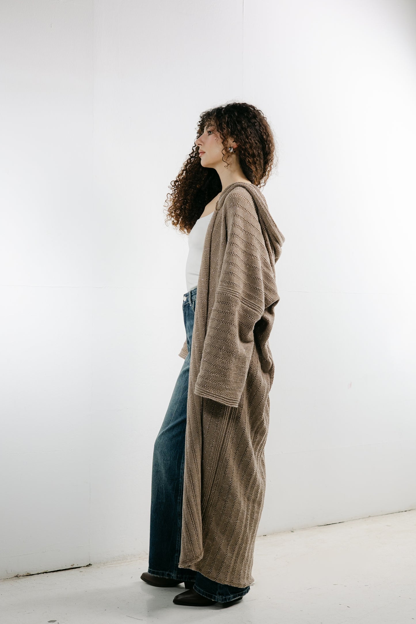 Moon Glow Knit Cardigan in Shimmer Cafe