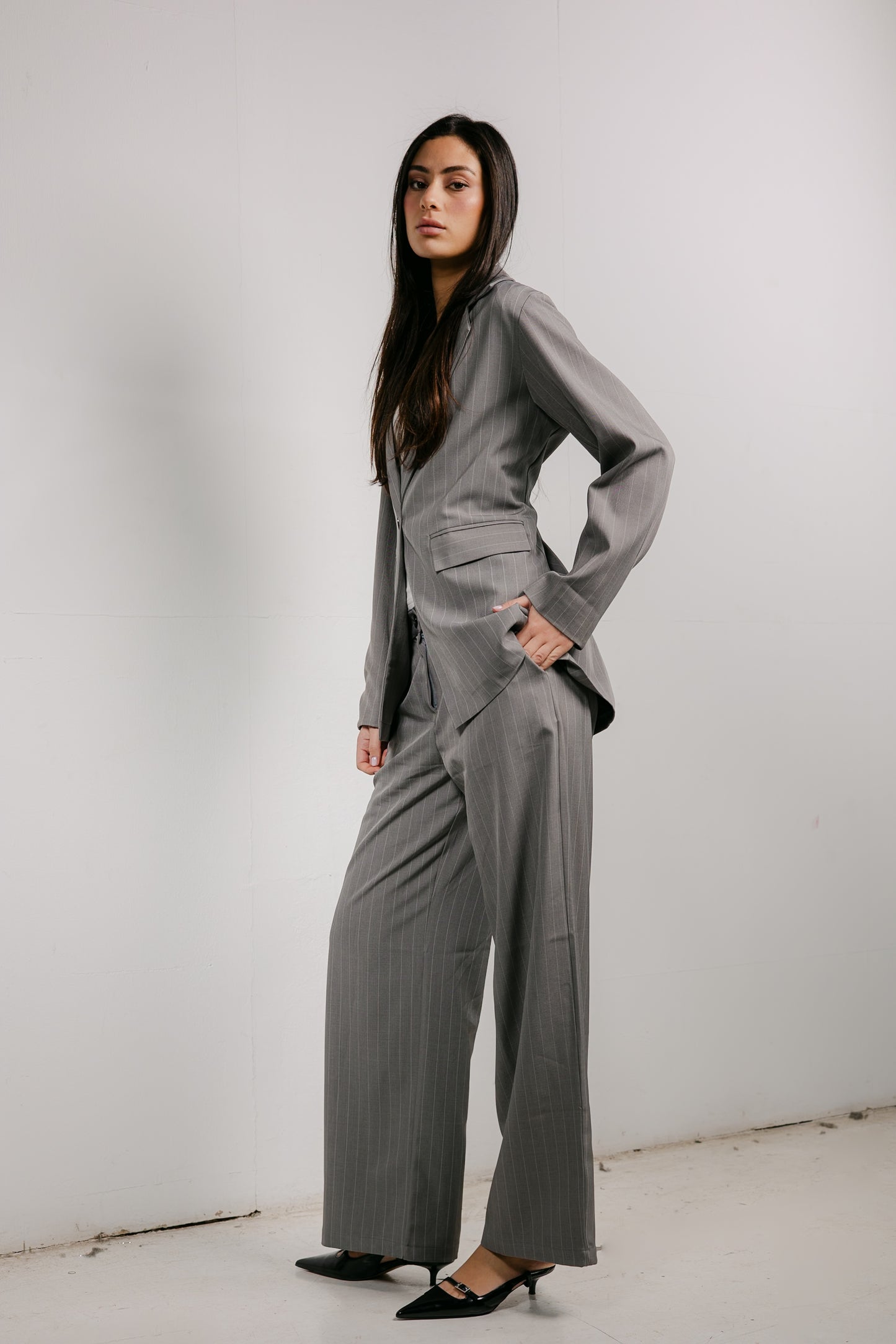 Big Girl Blazer Set in Grey