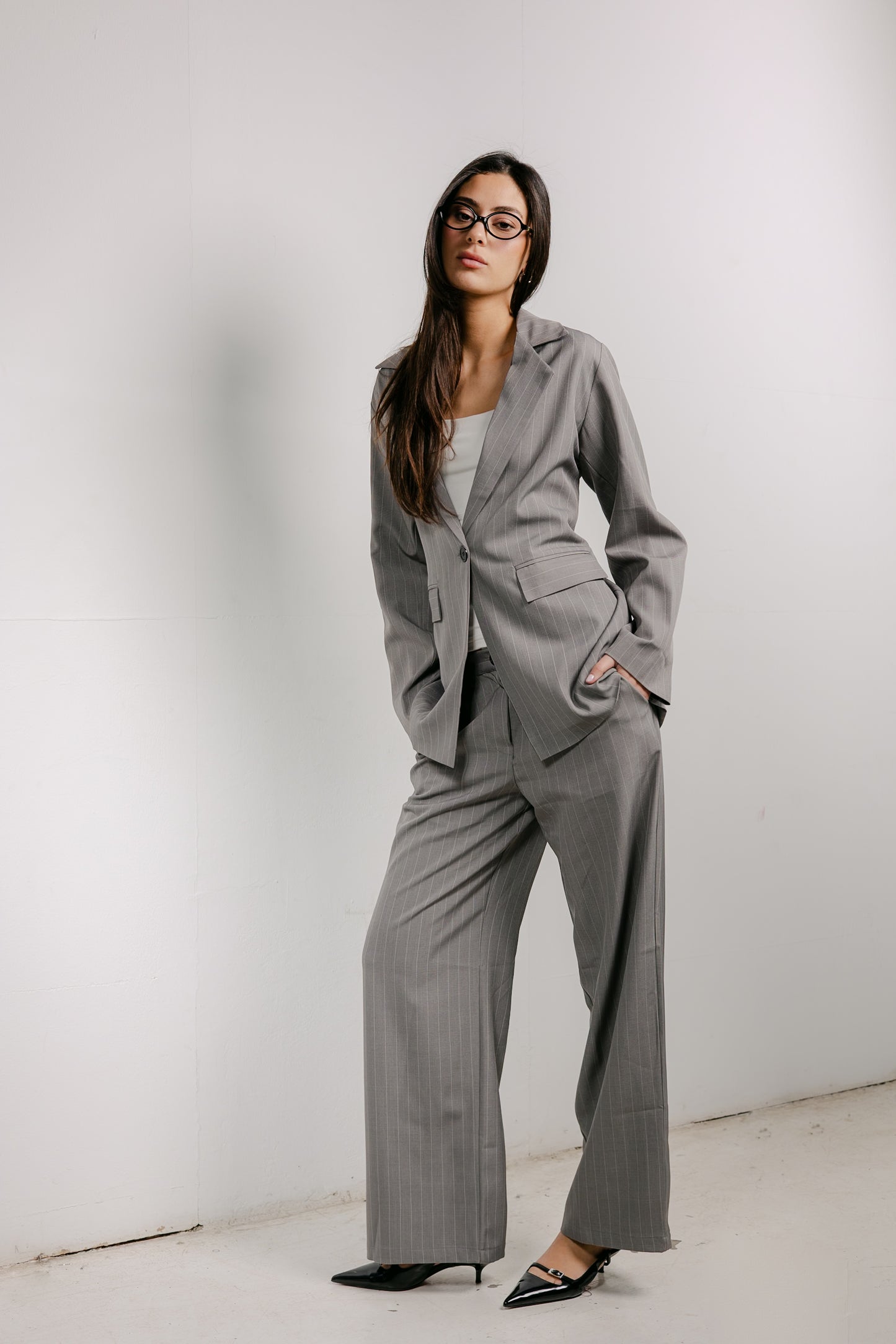 Big Girl Blazer Set in Grey