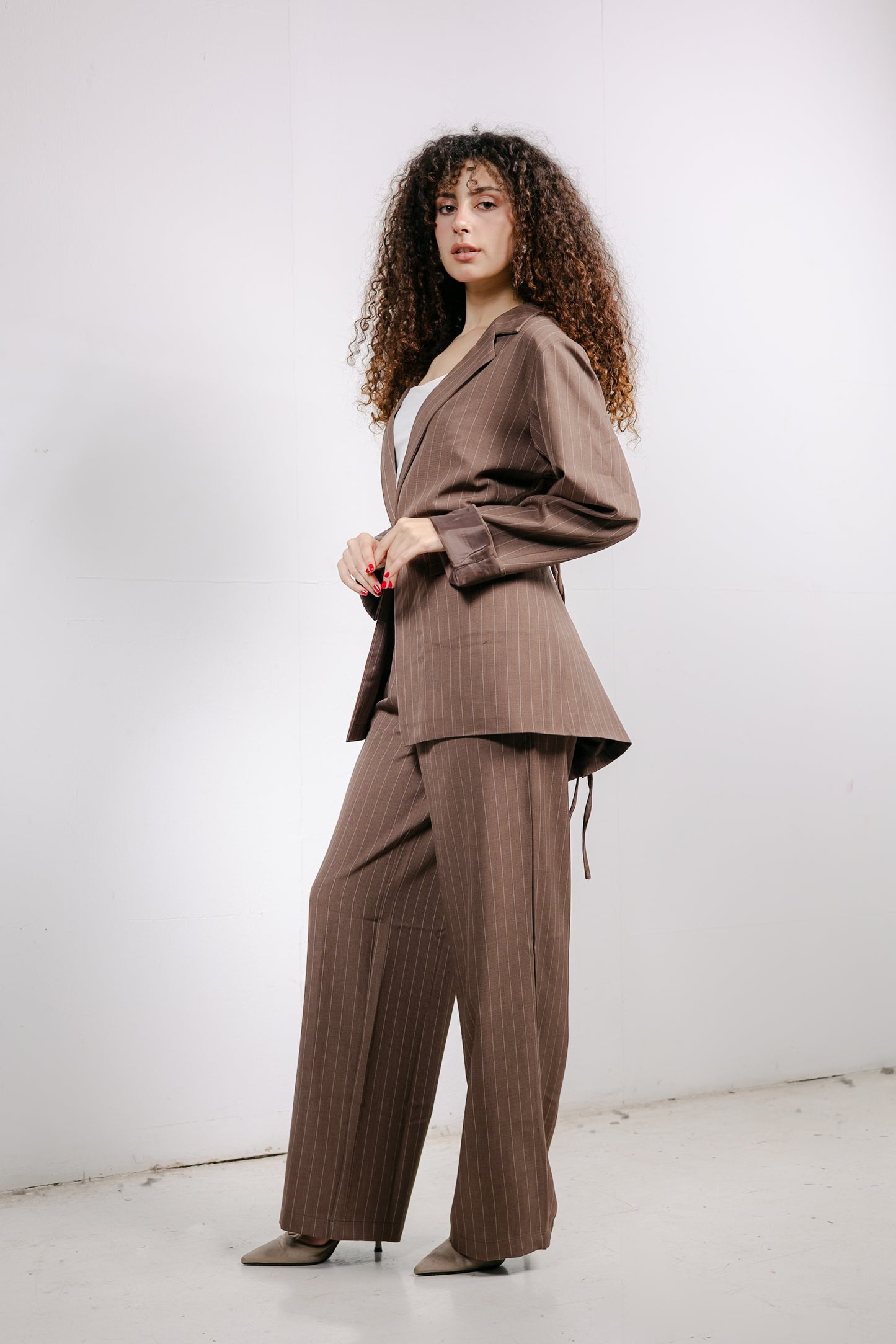 Big Girl Blazer Set in Brown