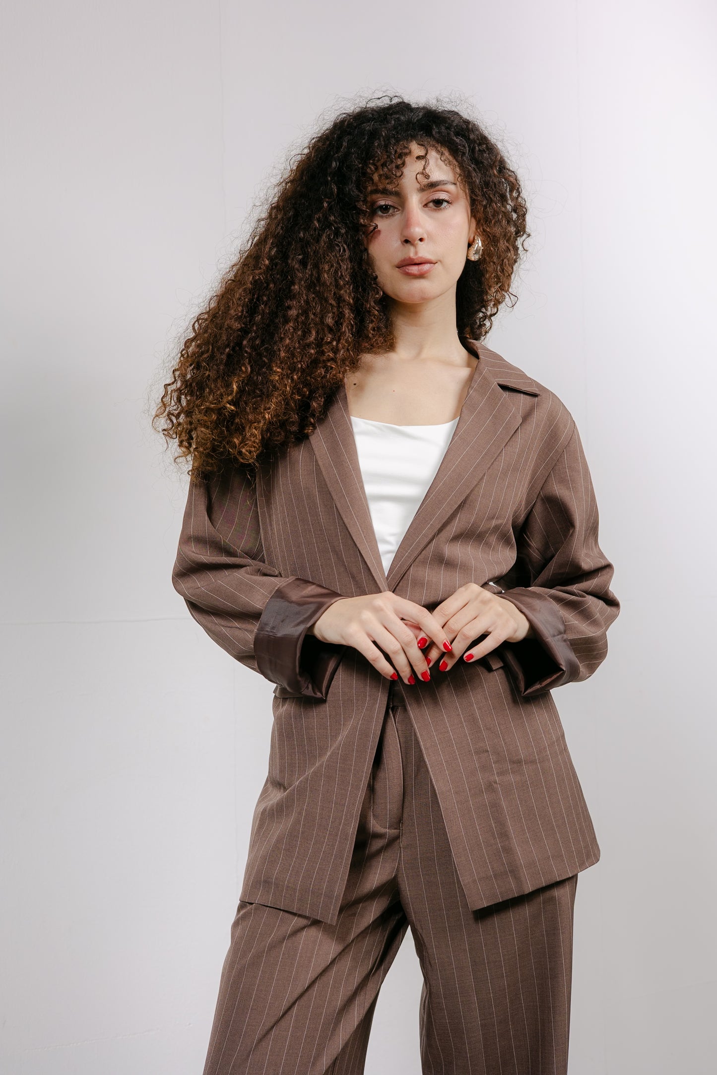 Big Girl Blazer Set in Brown