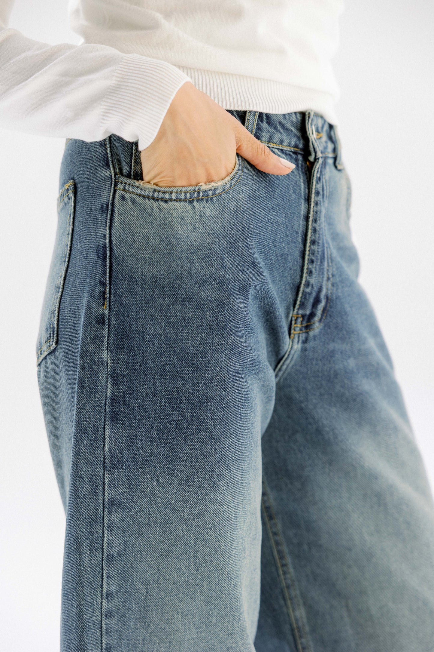 Folded Denim Pants