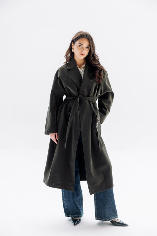 Midnight Leather Coat in Oreo