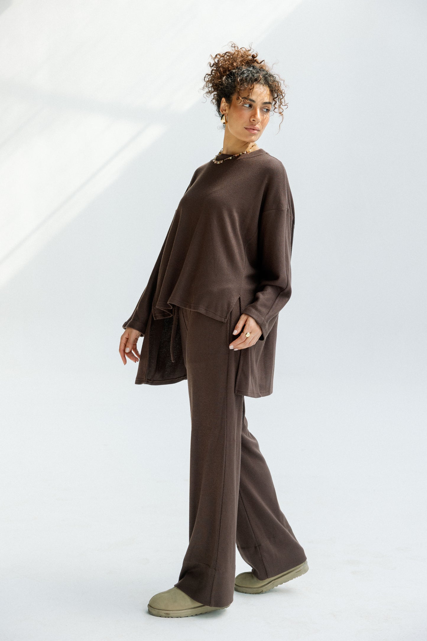 The Glimmer Set in Brown - Shimmery fabric