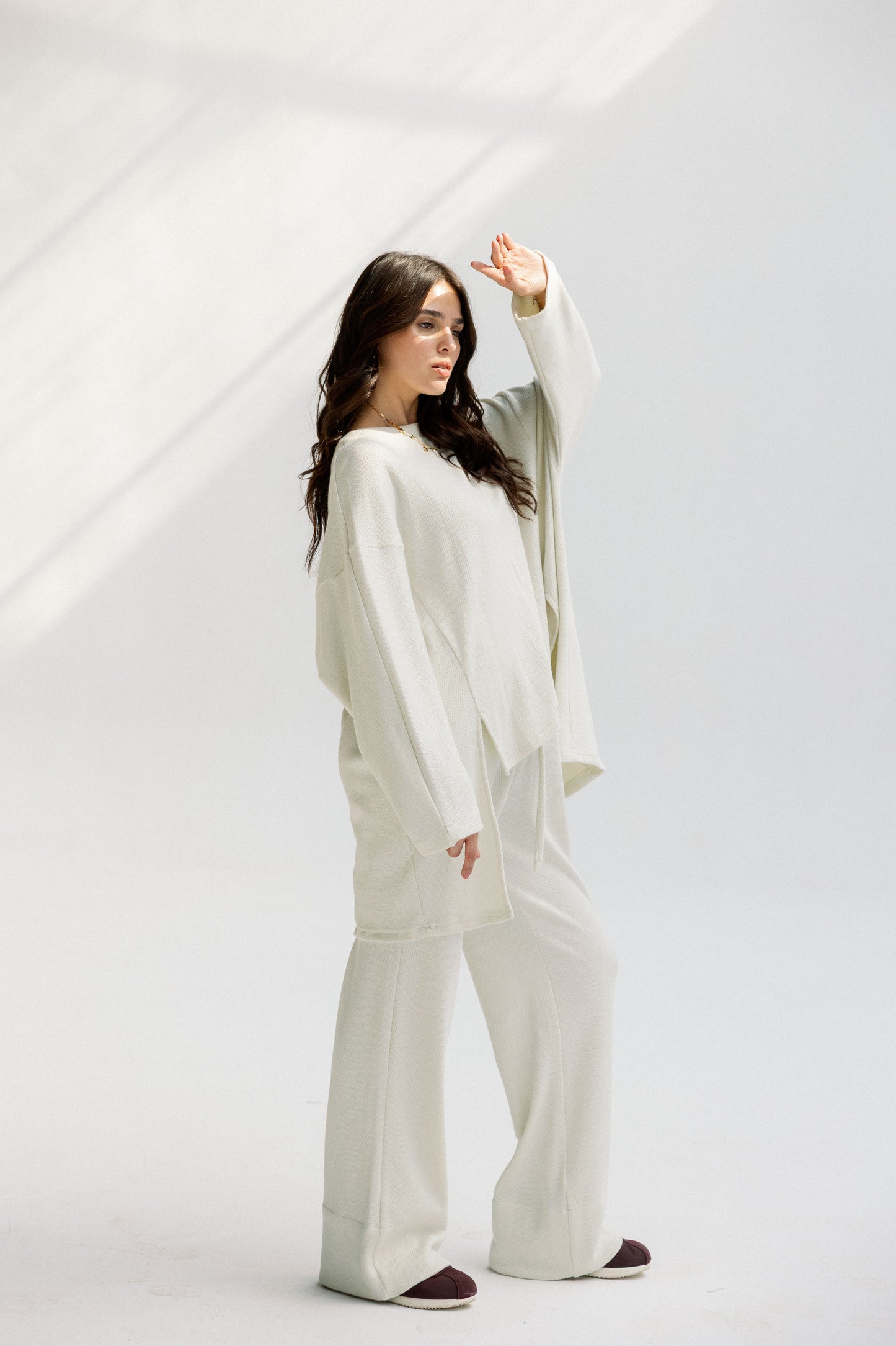 The Glimmer Set in off-white - Shimmery fabric