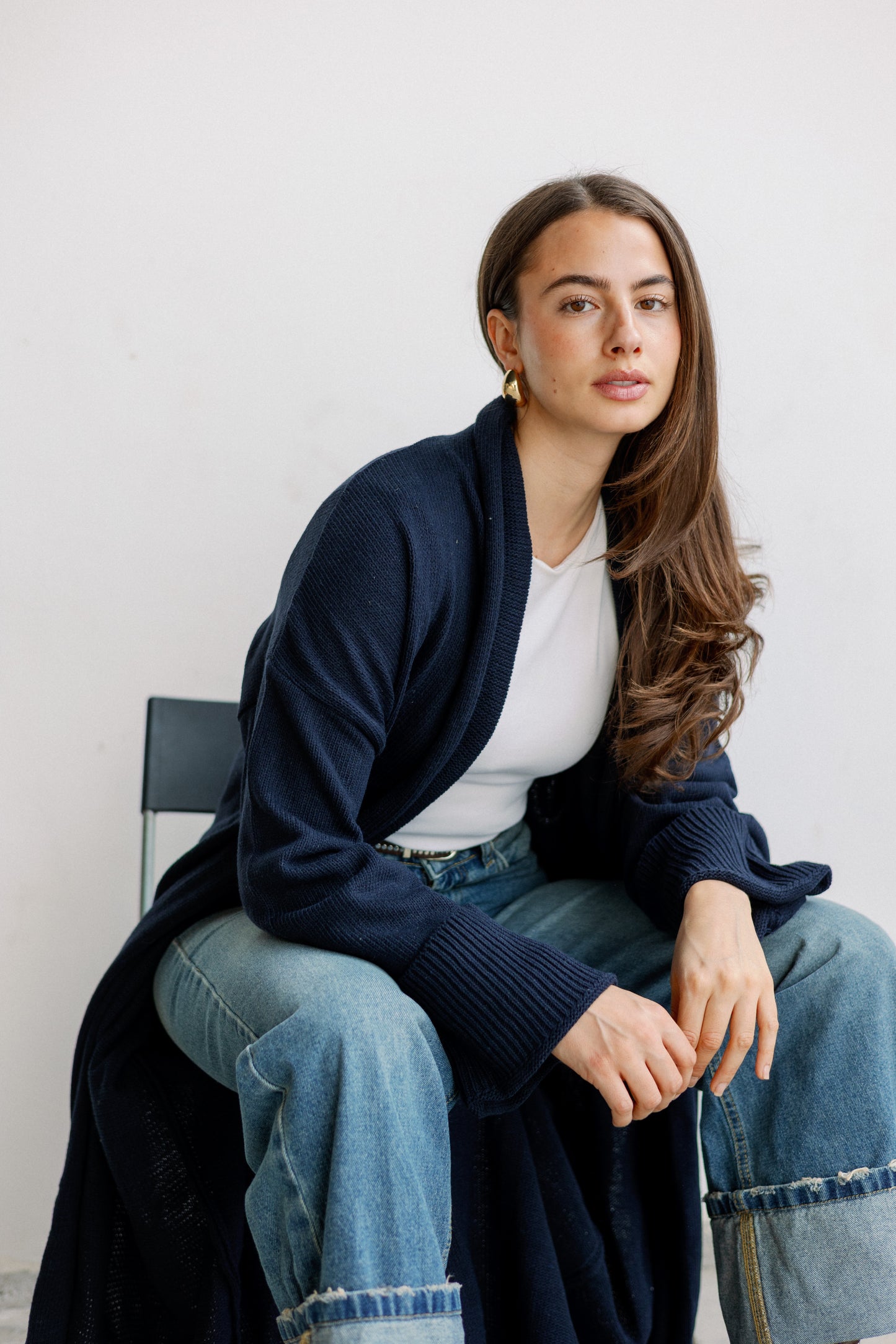 Comfy Knit Cardigan in Navy