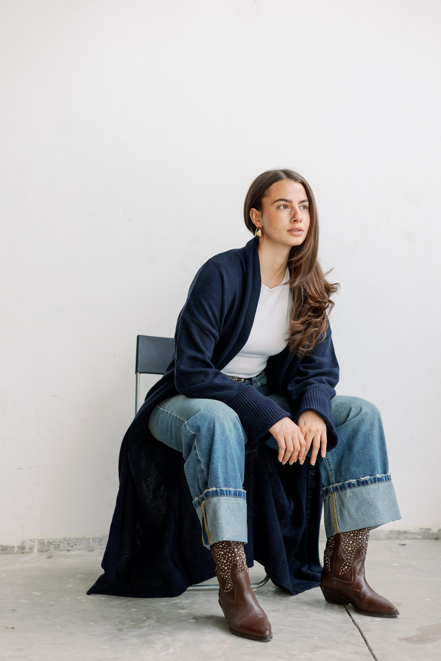 Comfy Knit Cardigan in Navy