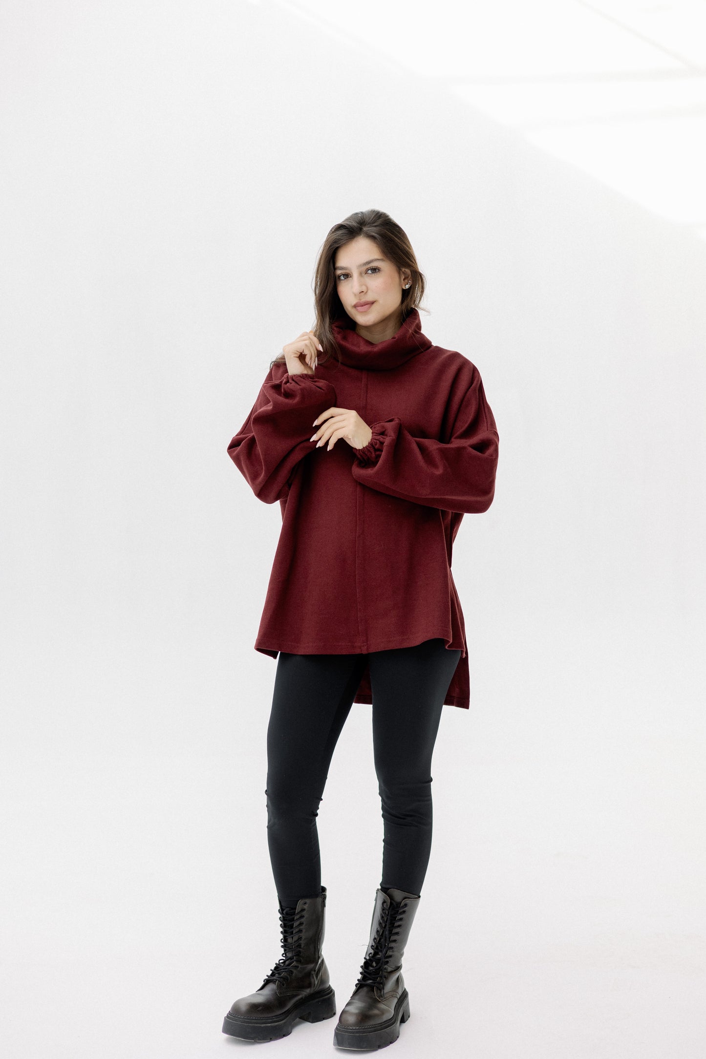 All I Need pullover in burgundy