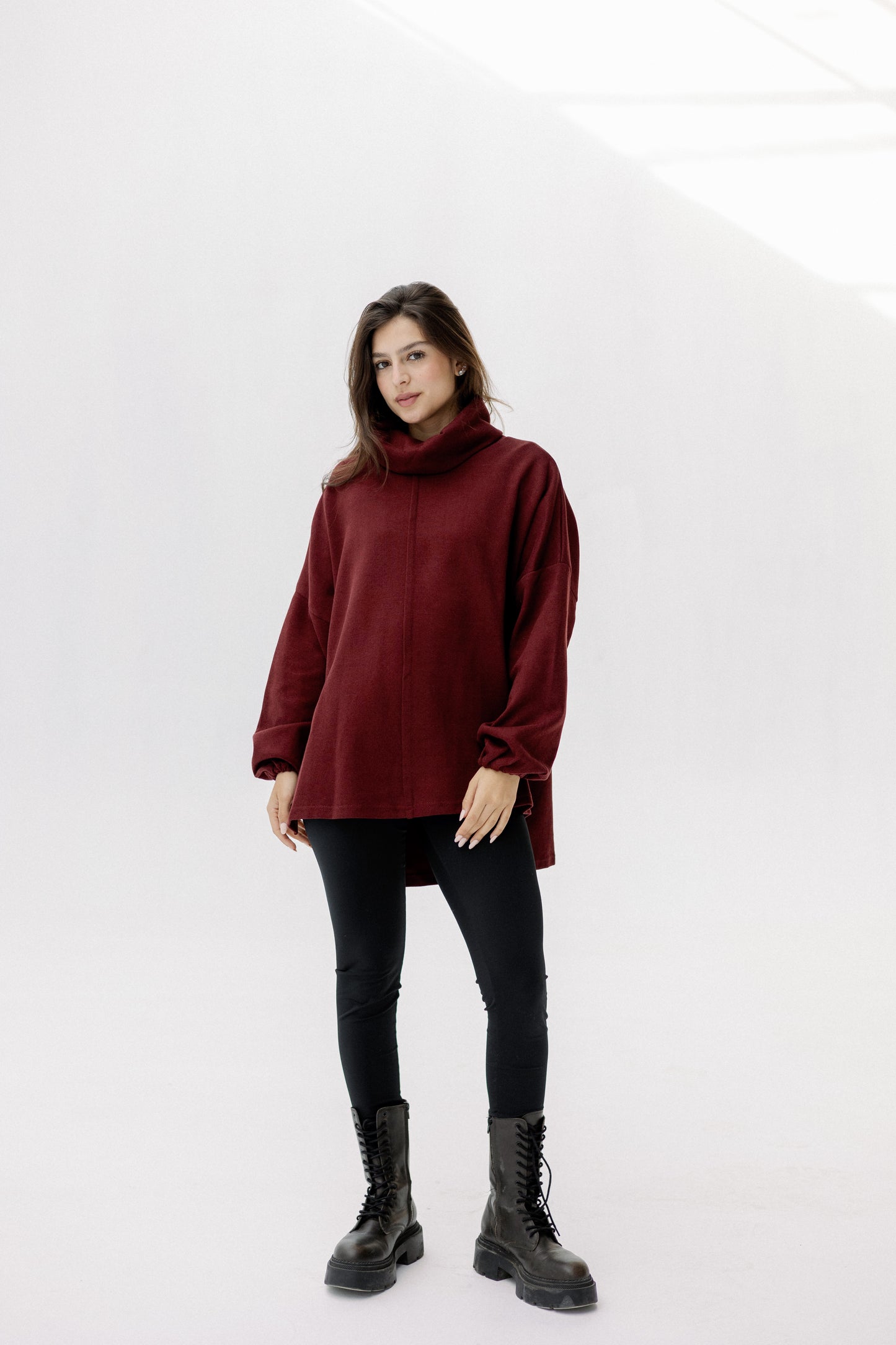 All I Need pullover in burgundy