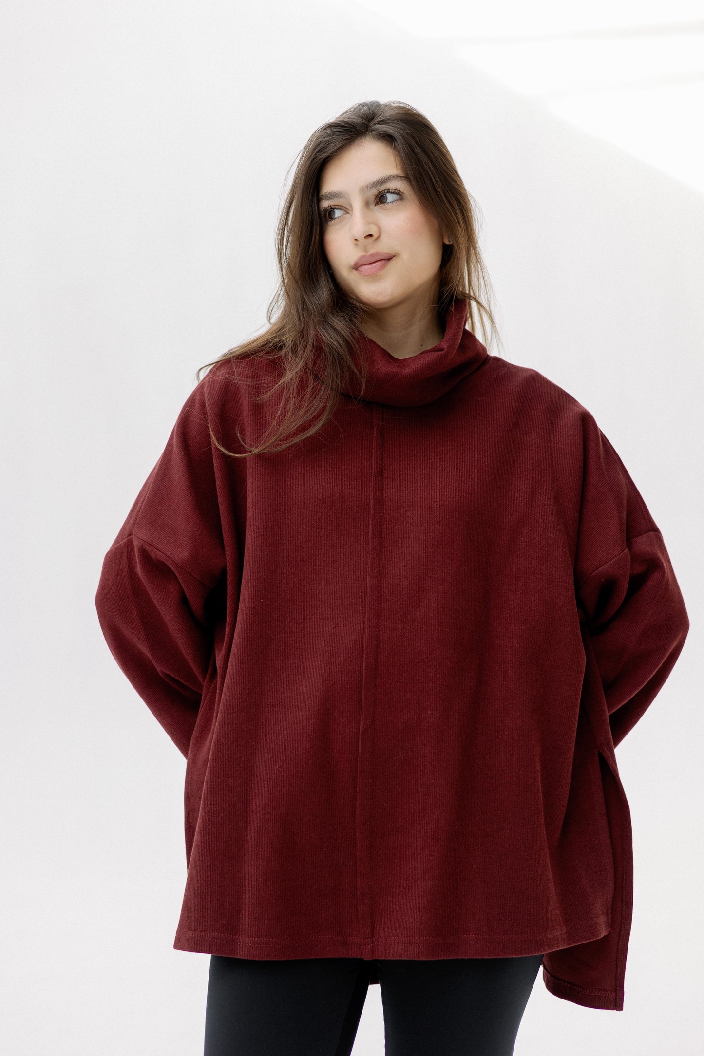 All I Need pullover in burgundy