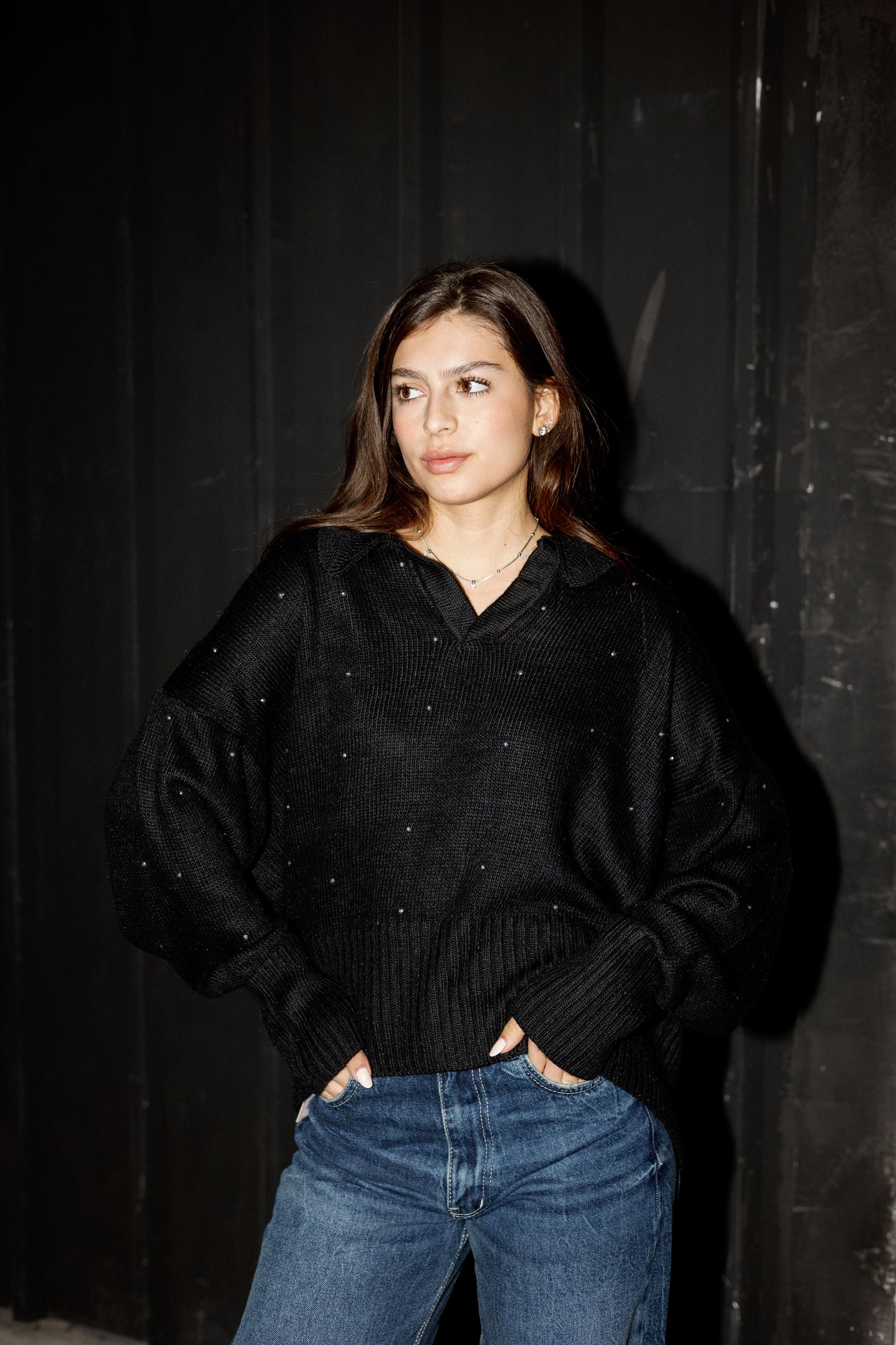 Studded knit sweater