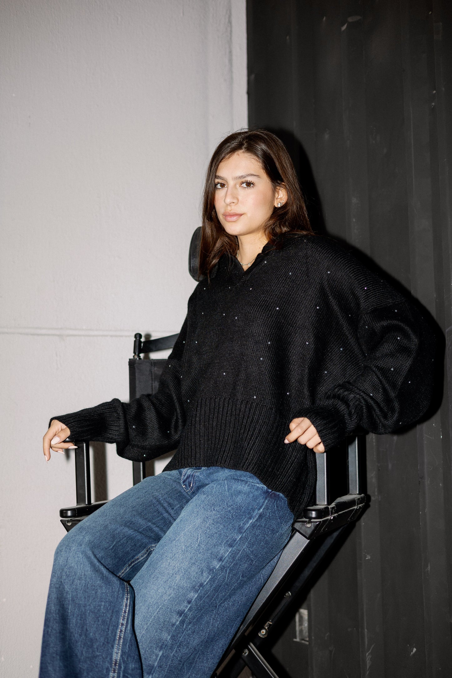 Studded knit sweater