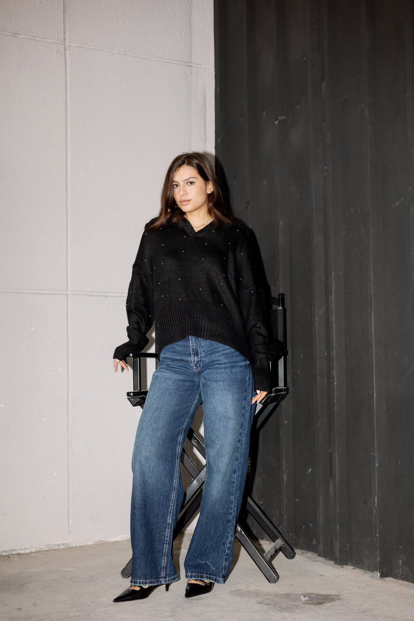 Studded knit sweater