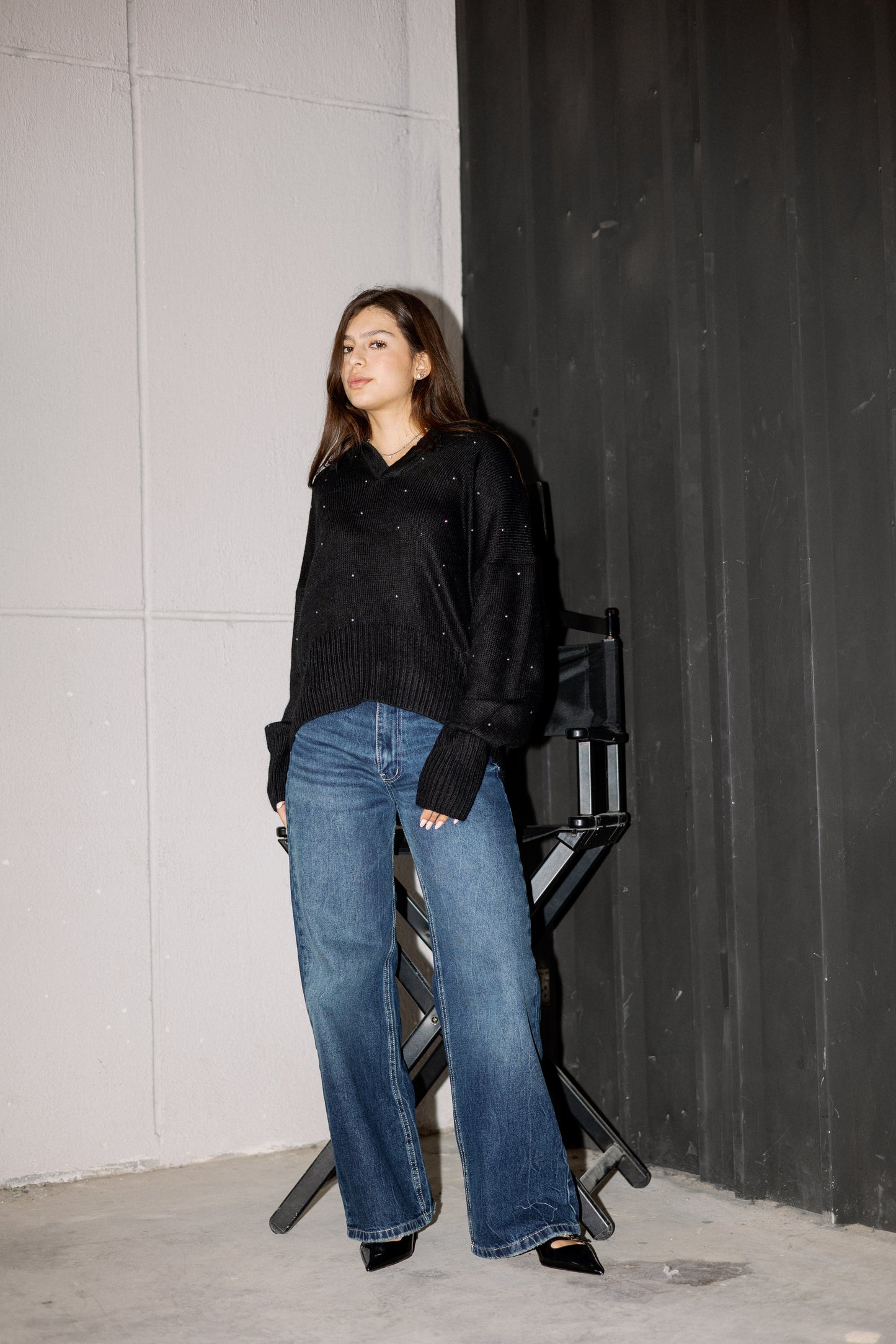 Studded knit sweater