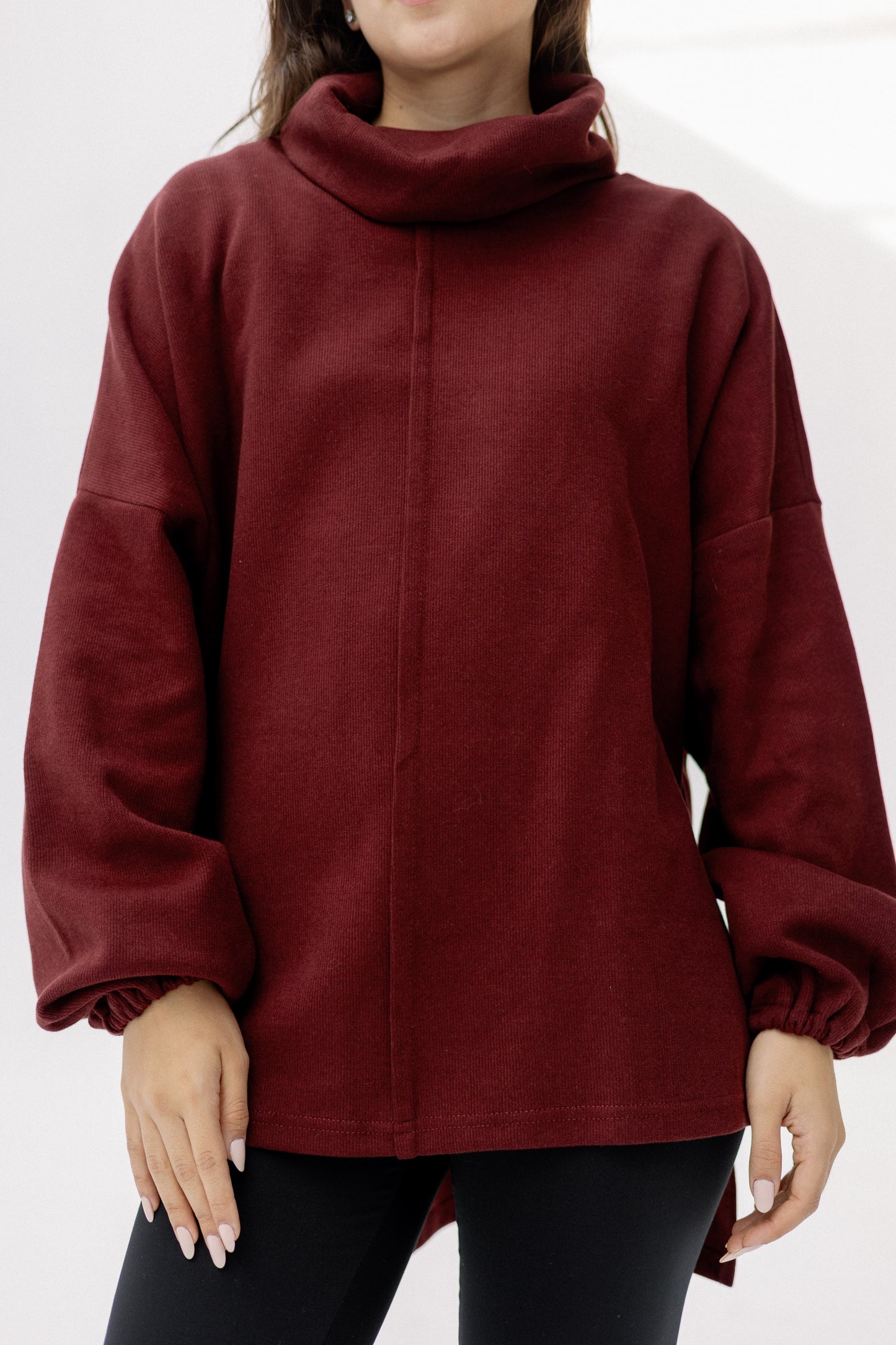 All I Need pullover in burgundy