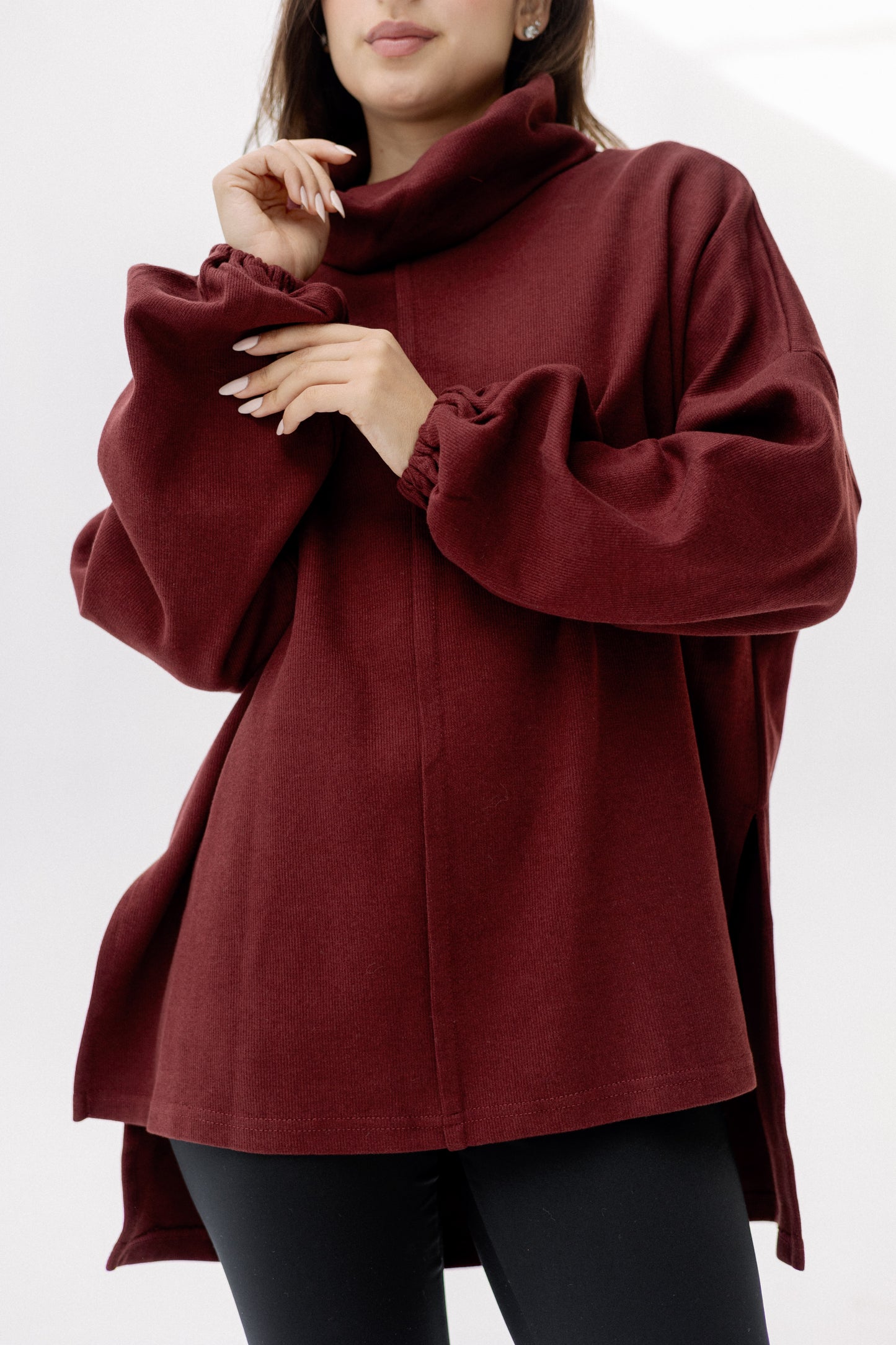 All I Need pullover in burgundy