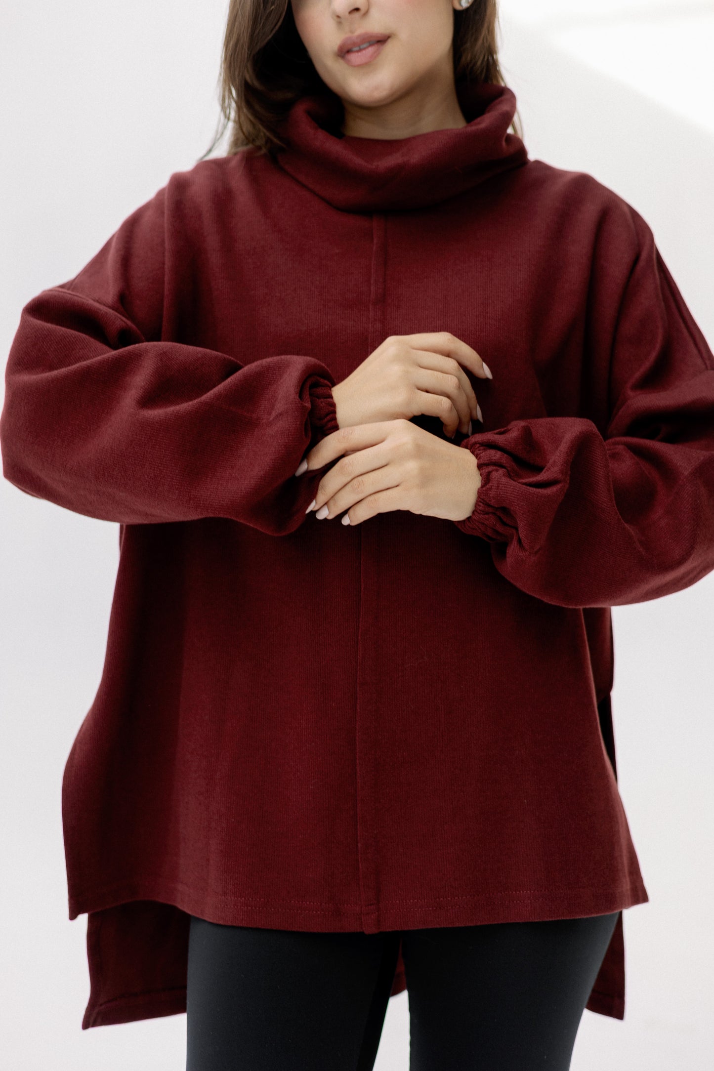All I Need pullover in burgundy