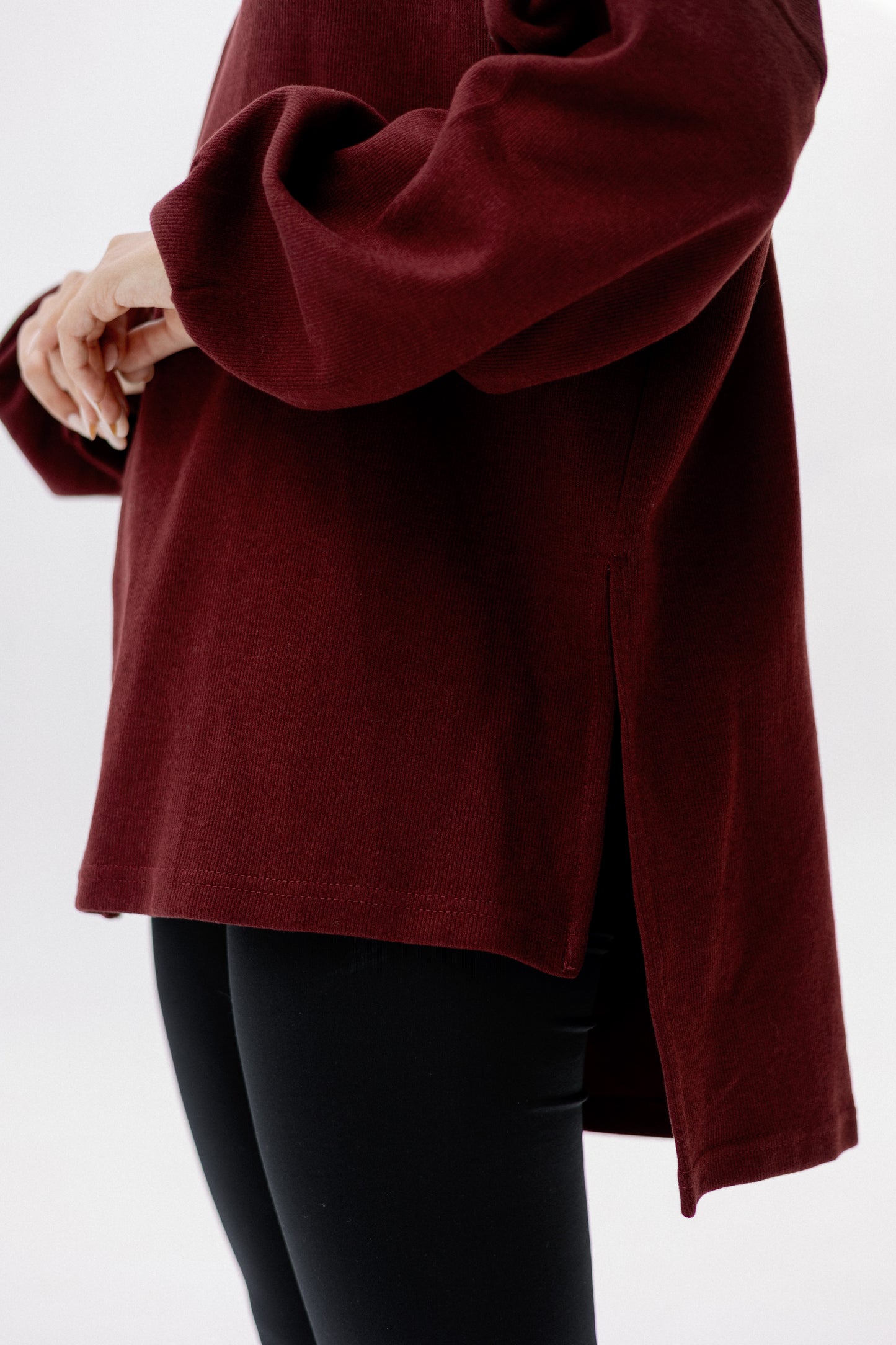 All I Need pullover in burgundy