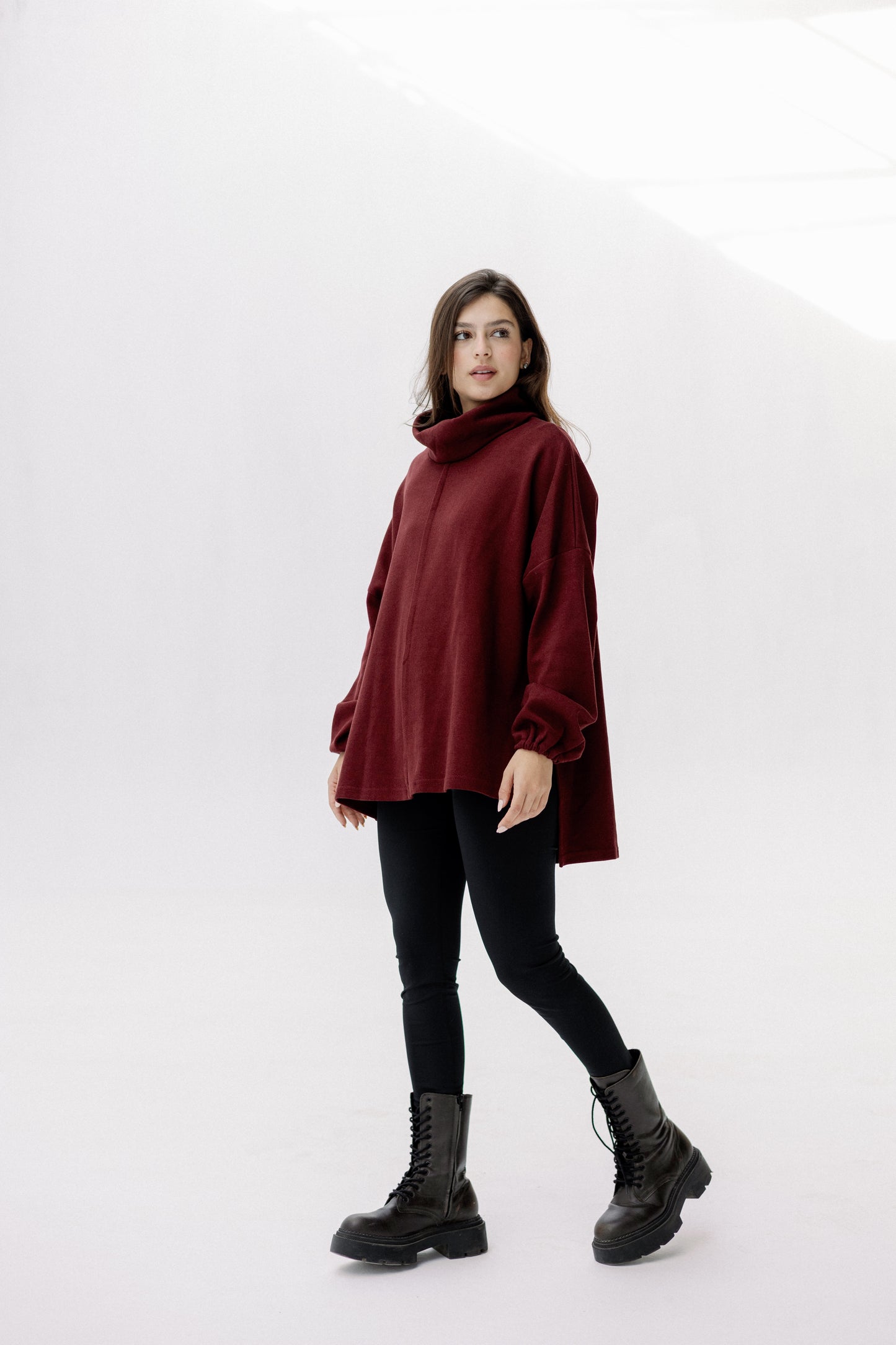 All I Need pullover in burgundy