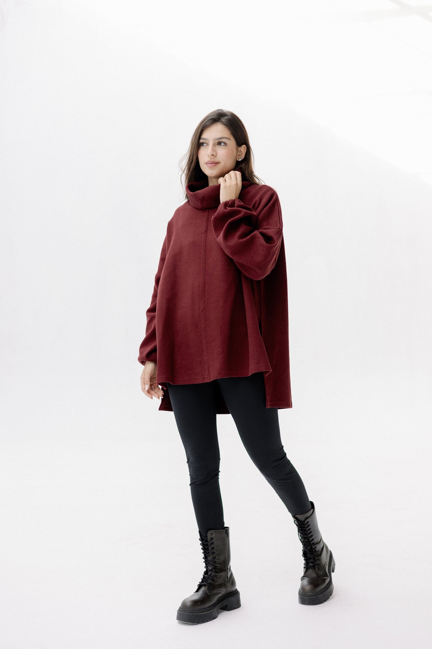 All I Need pullover in burgundy