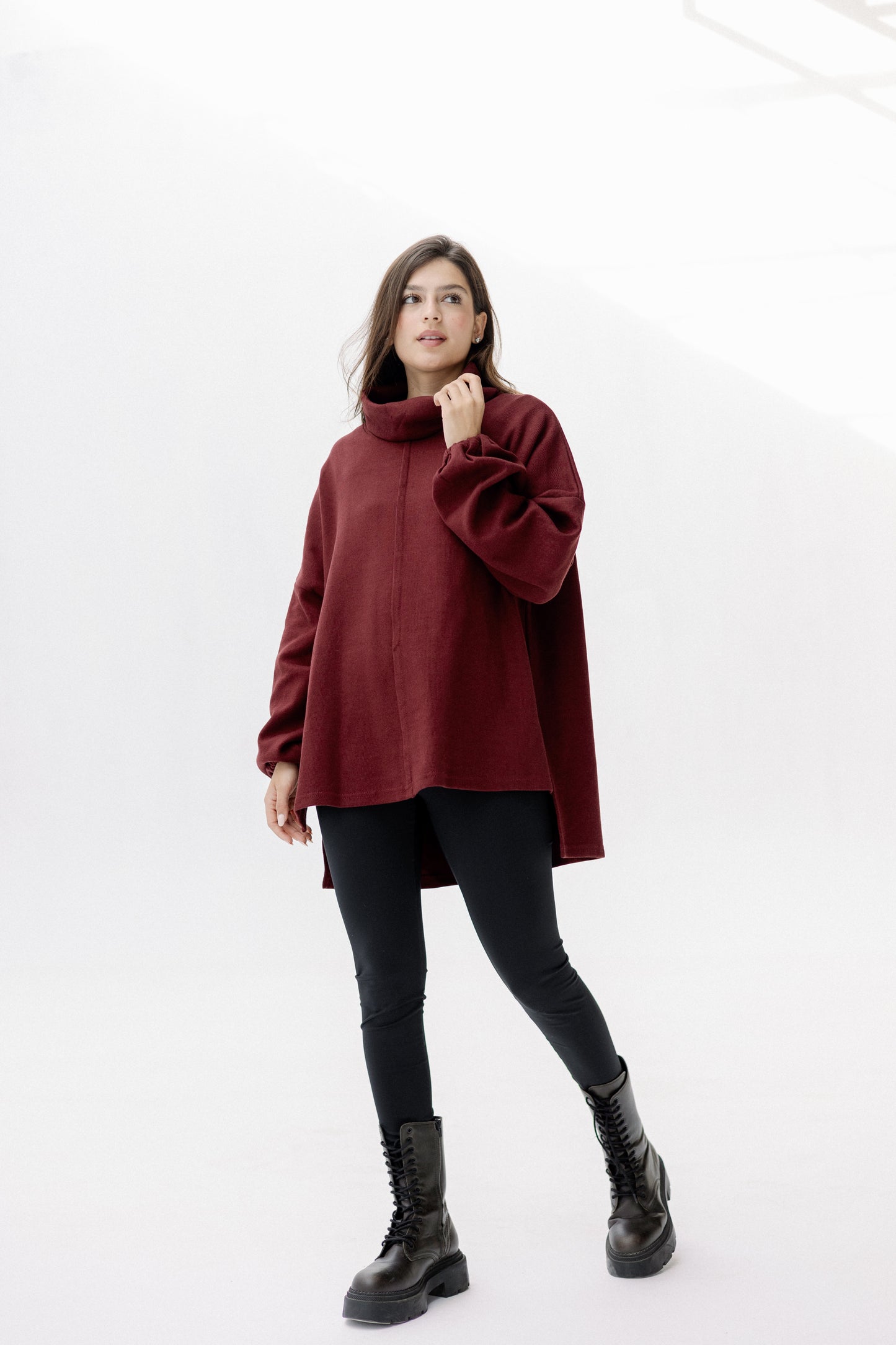 All I Need pullover in burgundy