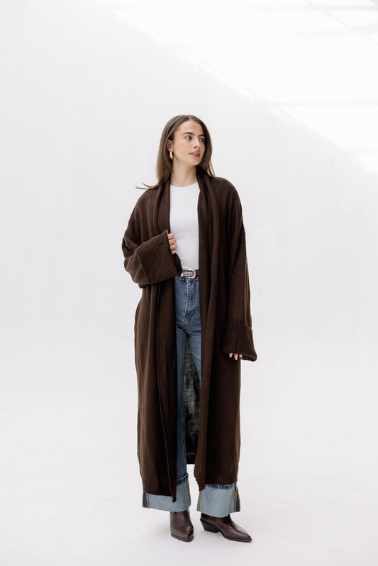 Comfy Knit Cardigan in Brown