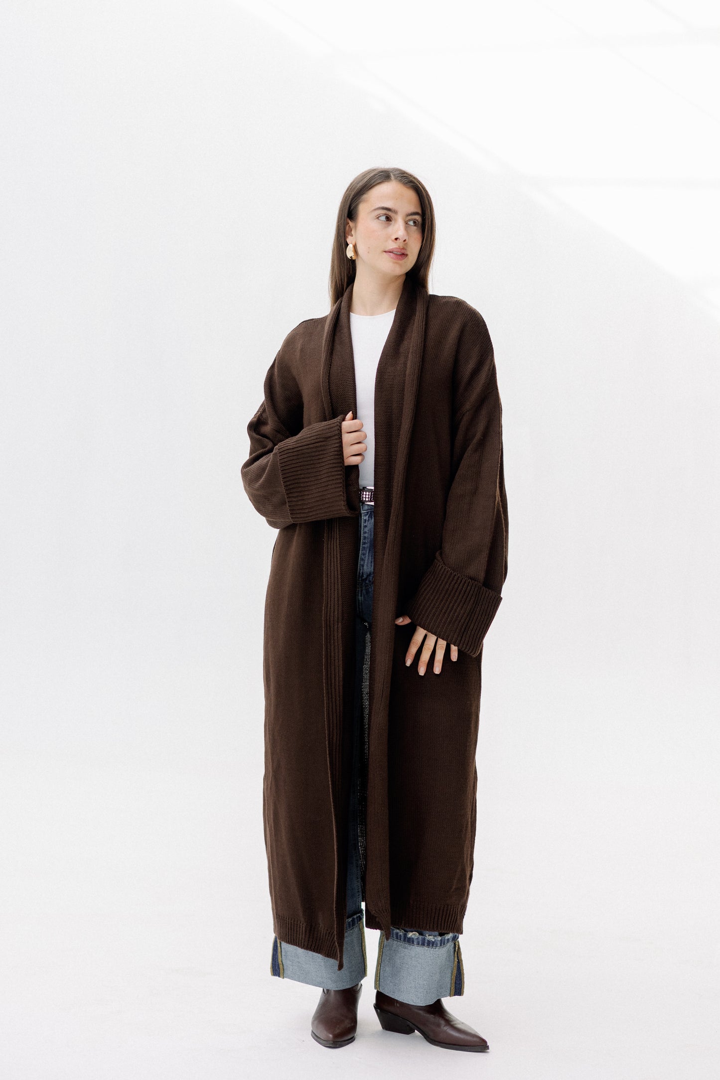 Comfy Knit Cardigan in Brown