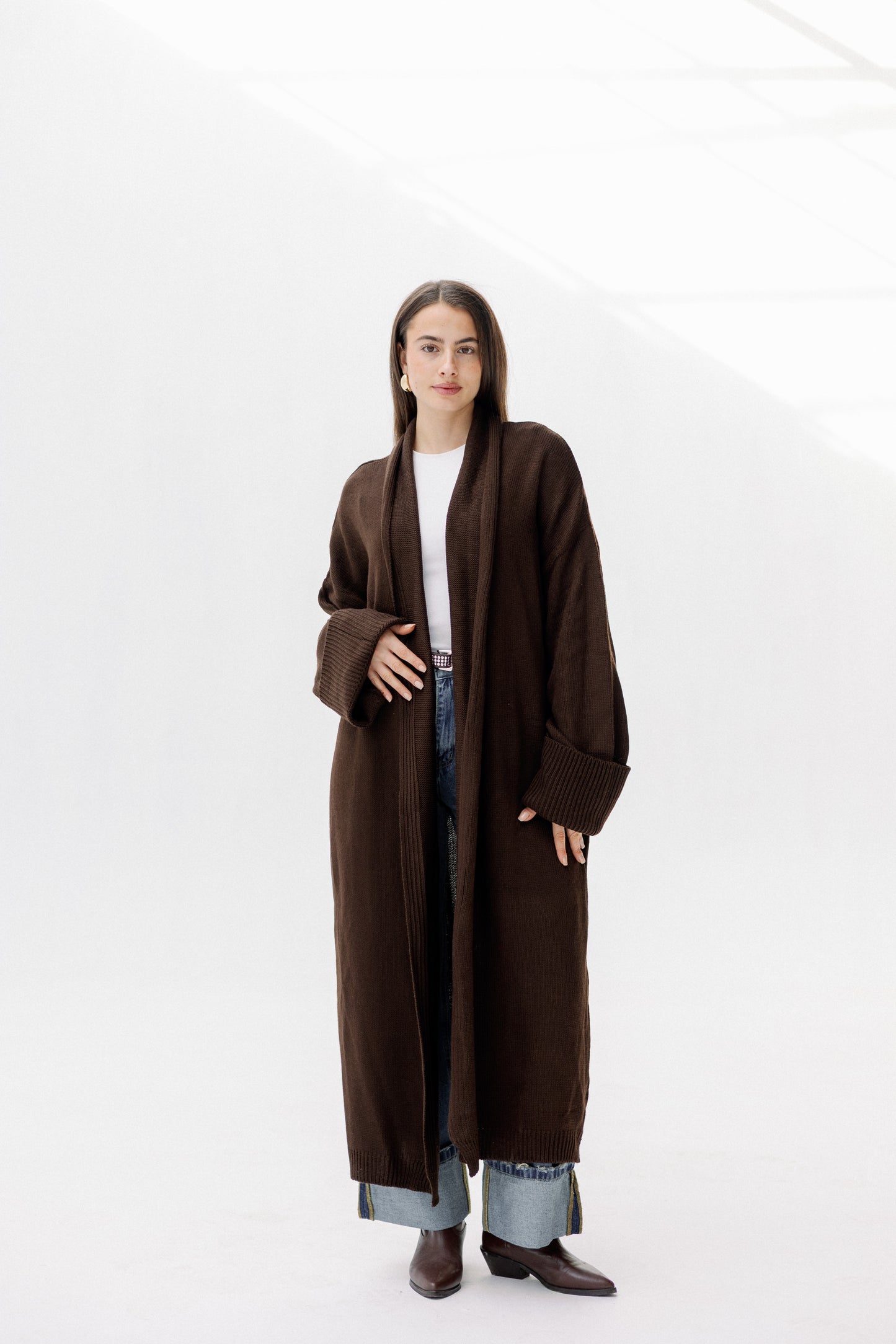 Comfy Knit Cardigan in Brown