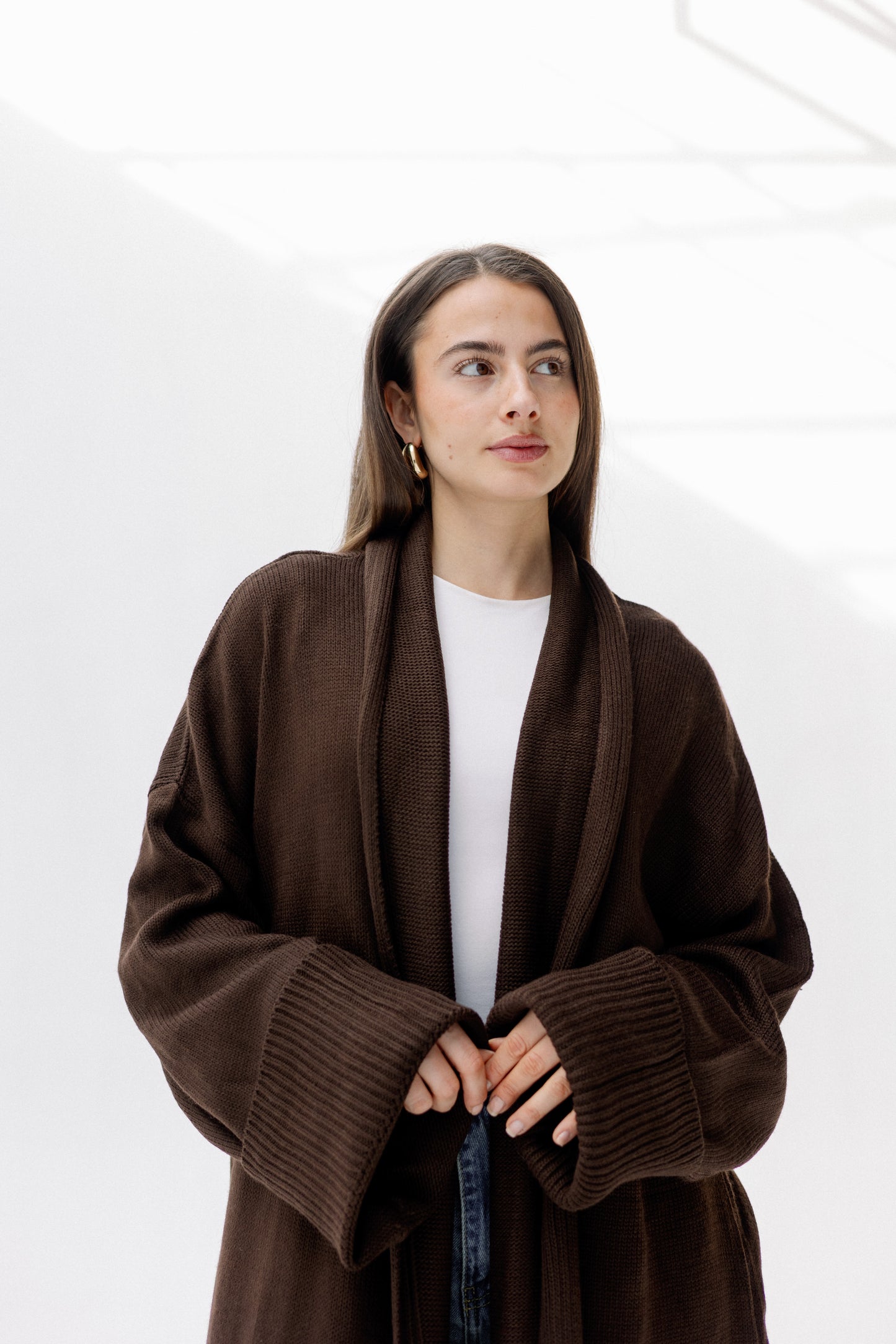 Comfy Knit Cardigan in Brown