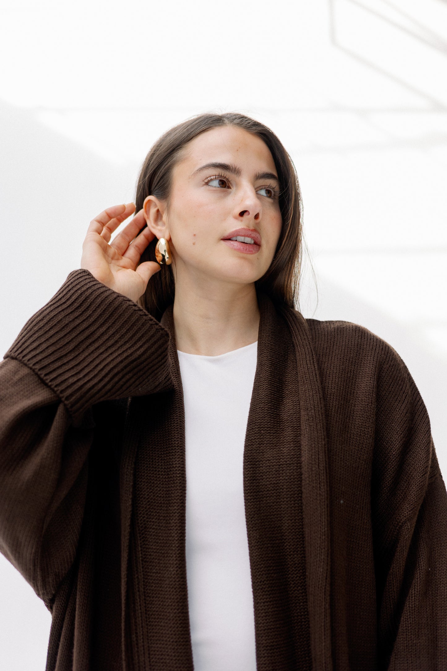 Comfy Knit Cardigan in Brown