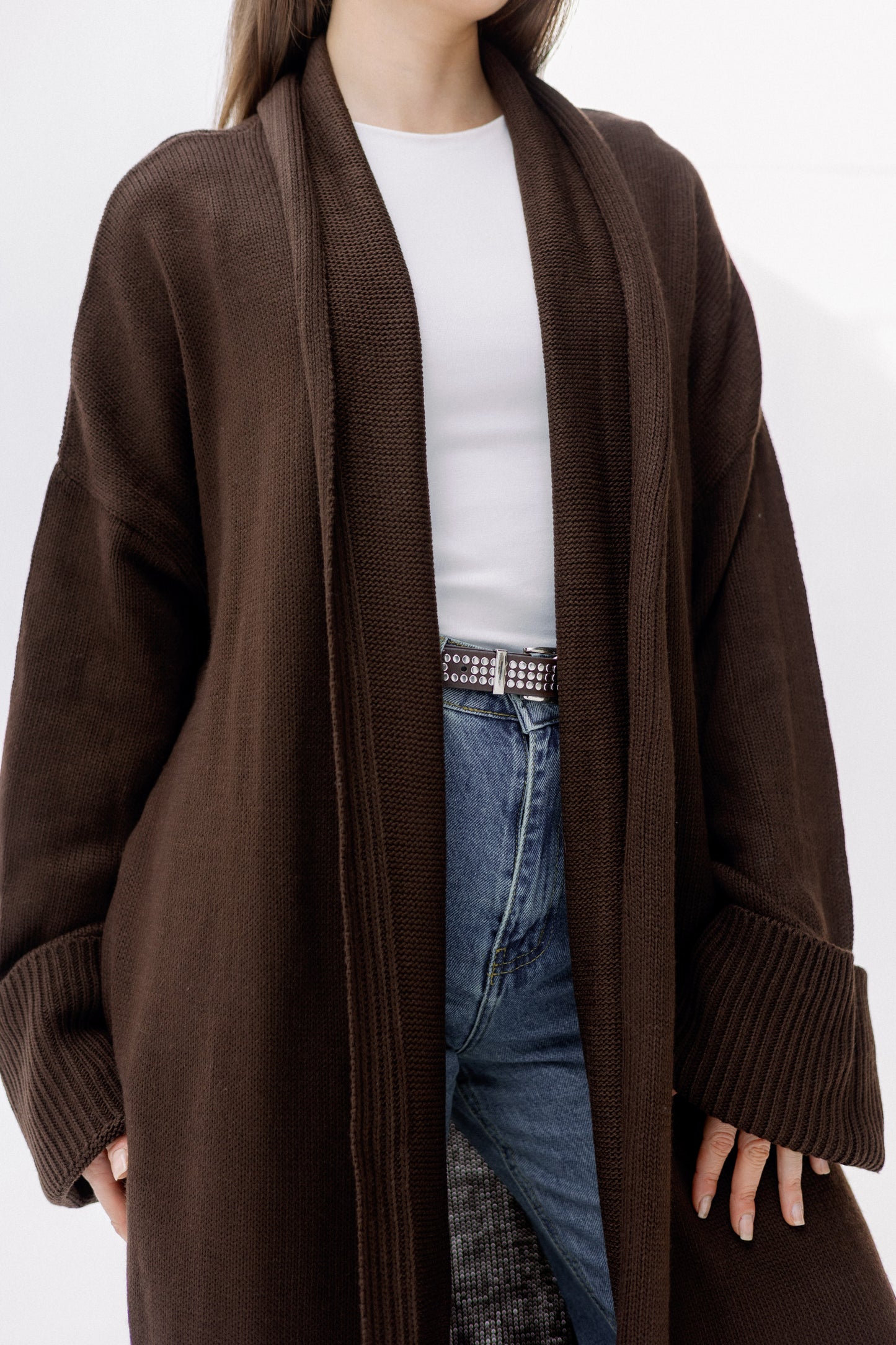 Comfy Knit Cardigan in Brown